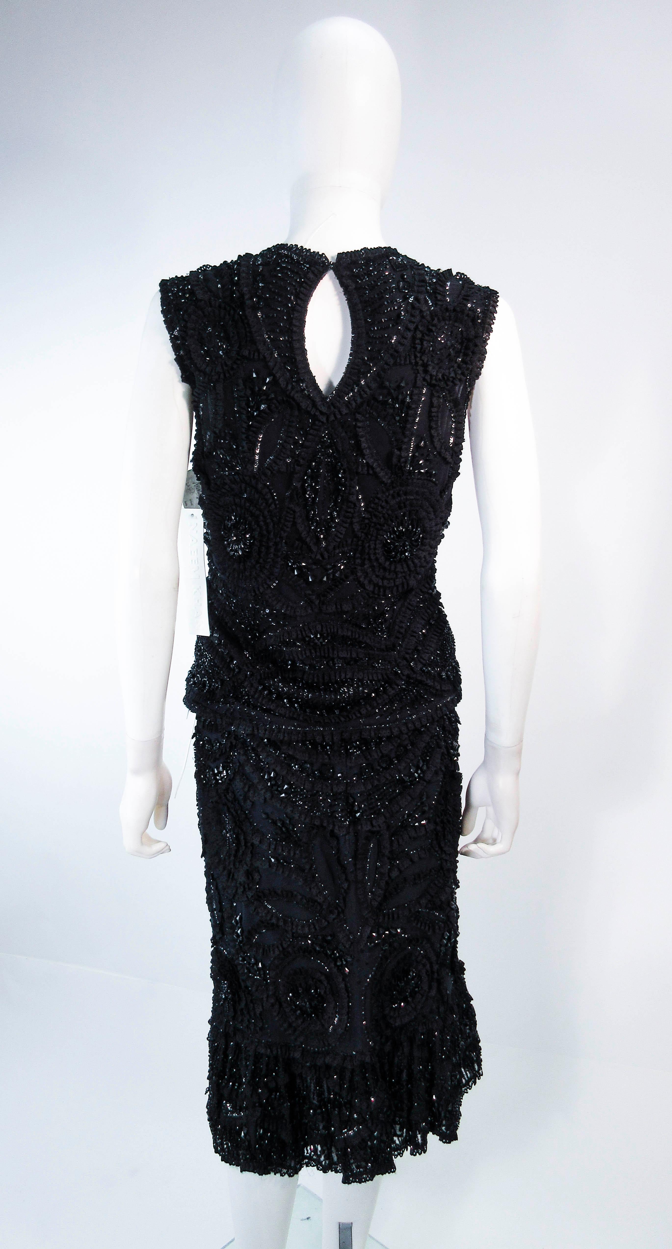 NAEEM KHAN 2pc Black Beaded Skirt & Top Stretch Ensemble Size 8 10  For Sale 7