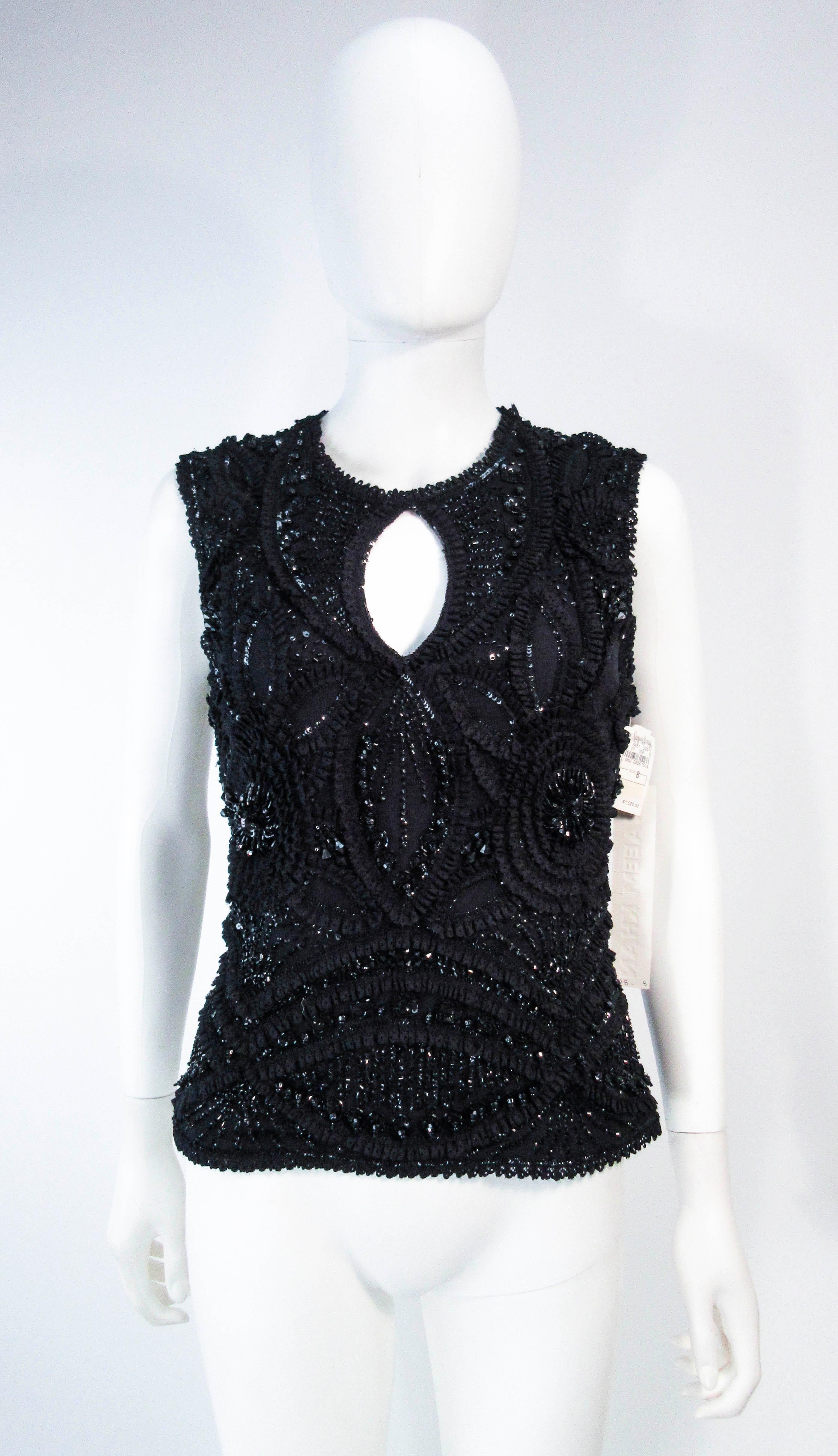 NAEEM KHAN 2pc Black Beaded Skirt & Top Stretch Ensemble Size 8 10  For Sale 9