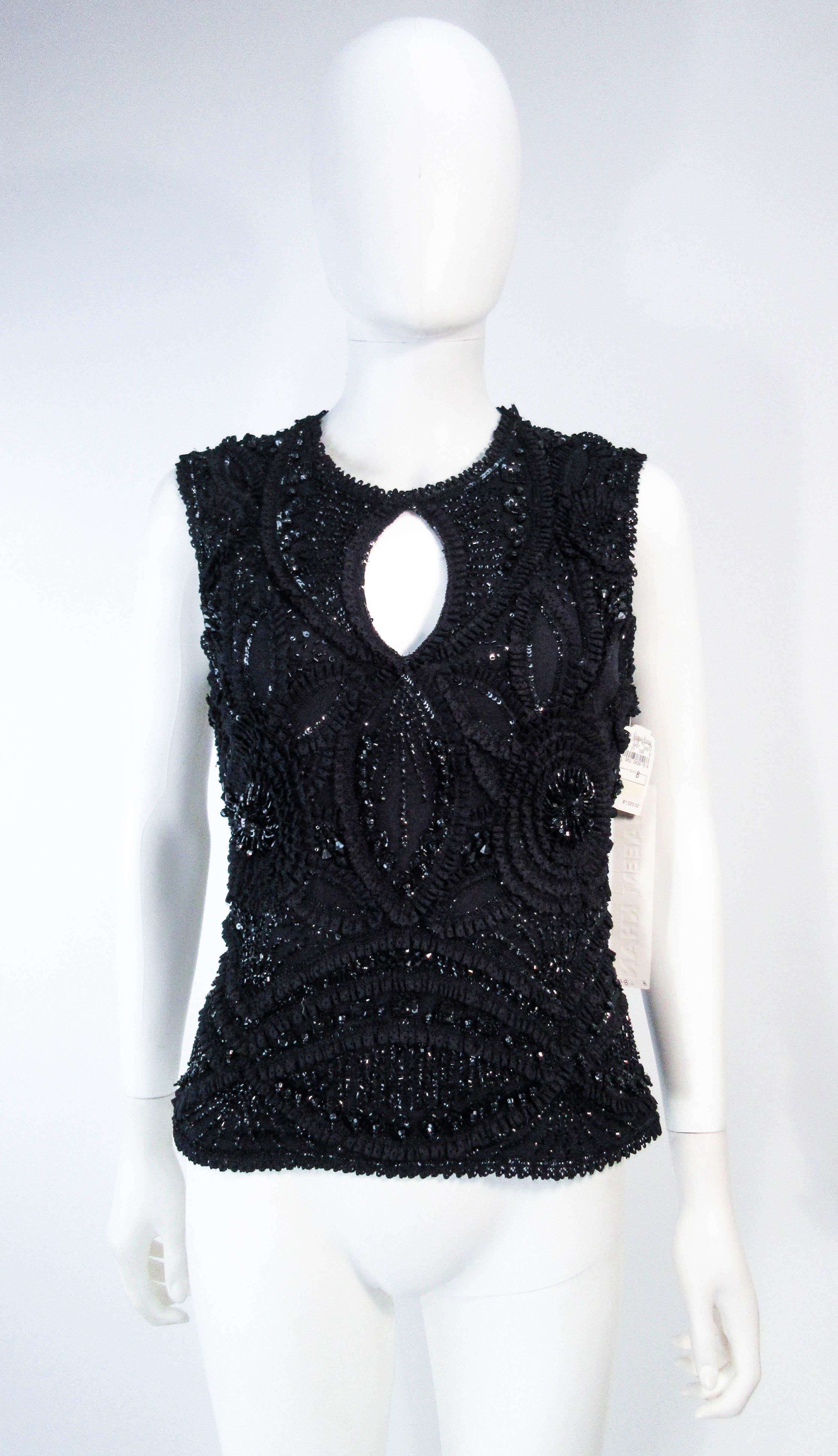 NAEEM KHAN Ensemble 2 pièces jupe et haut extensible perlé noir Taille 8 10 en vente 9