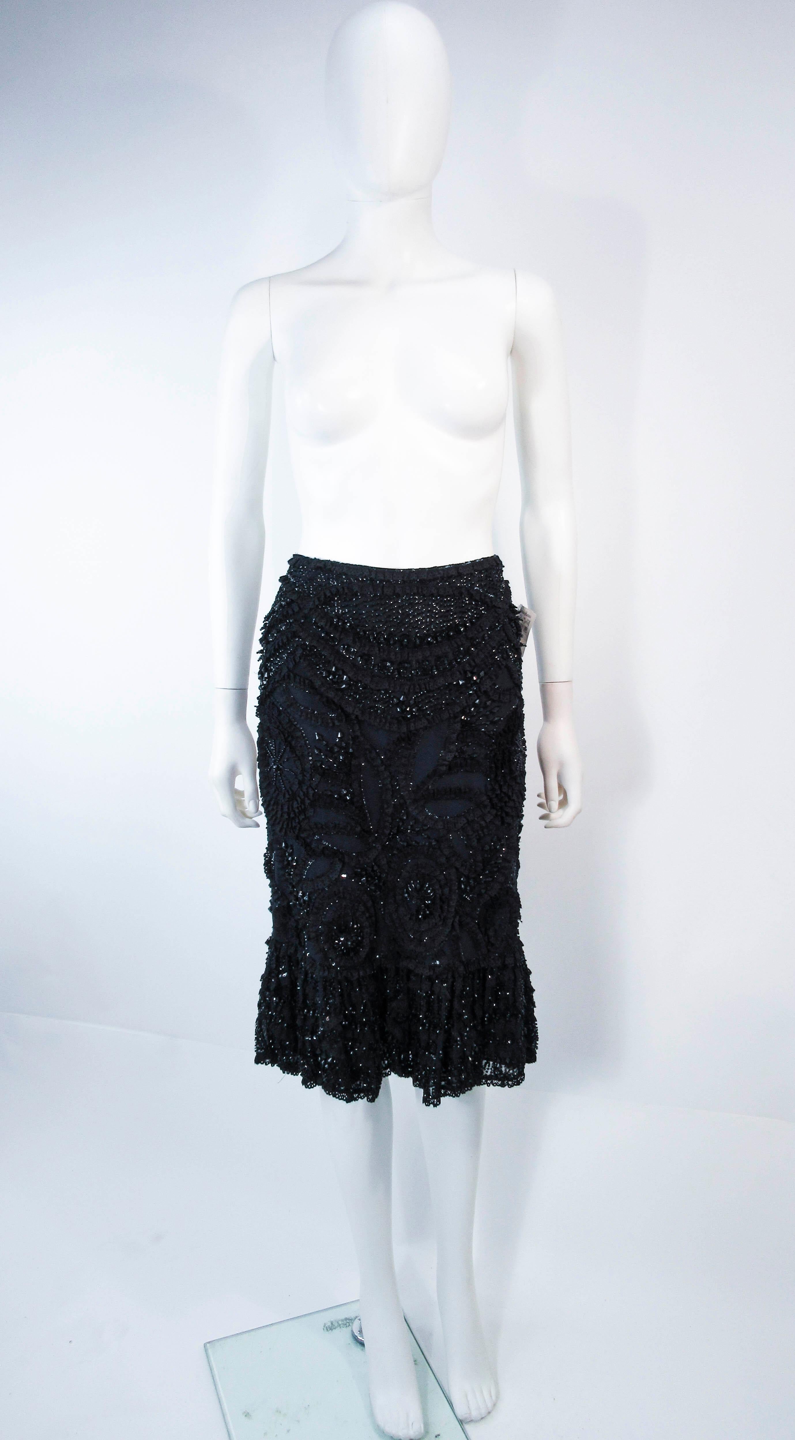 NAEEM KHAN 2pc Black Beaded Skirt & Top Stretch Ensemble Size 8 10  For Sale 10