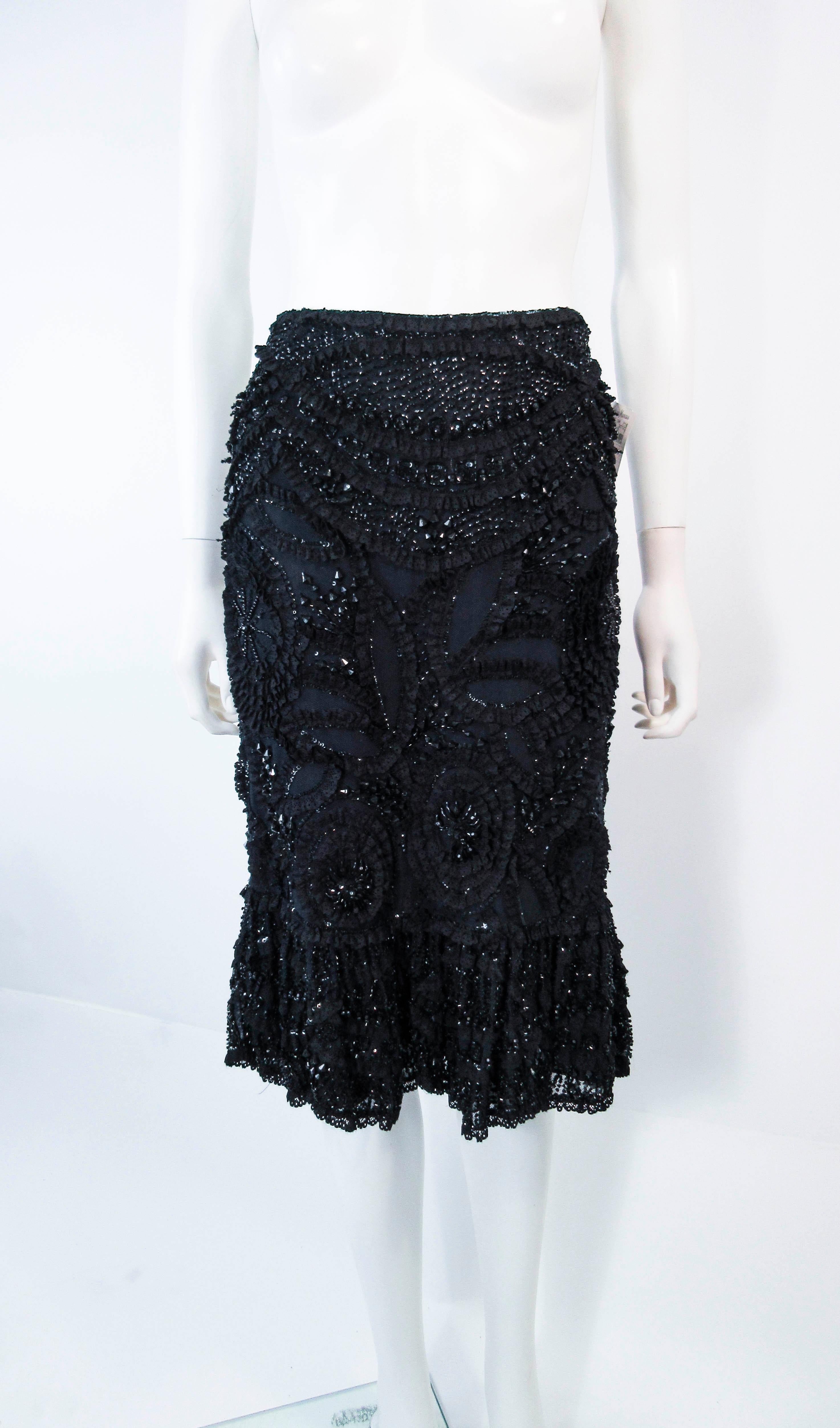 NAEEM KHAN 2pc Black Beaded Skirt & Top Stretch Ensemble Size 8 10  For Sale 11