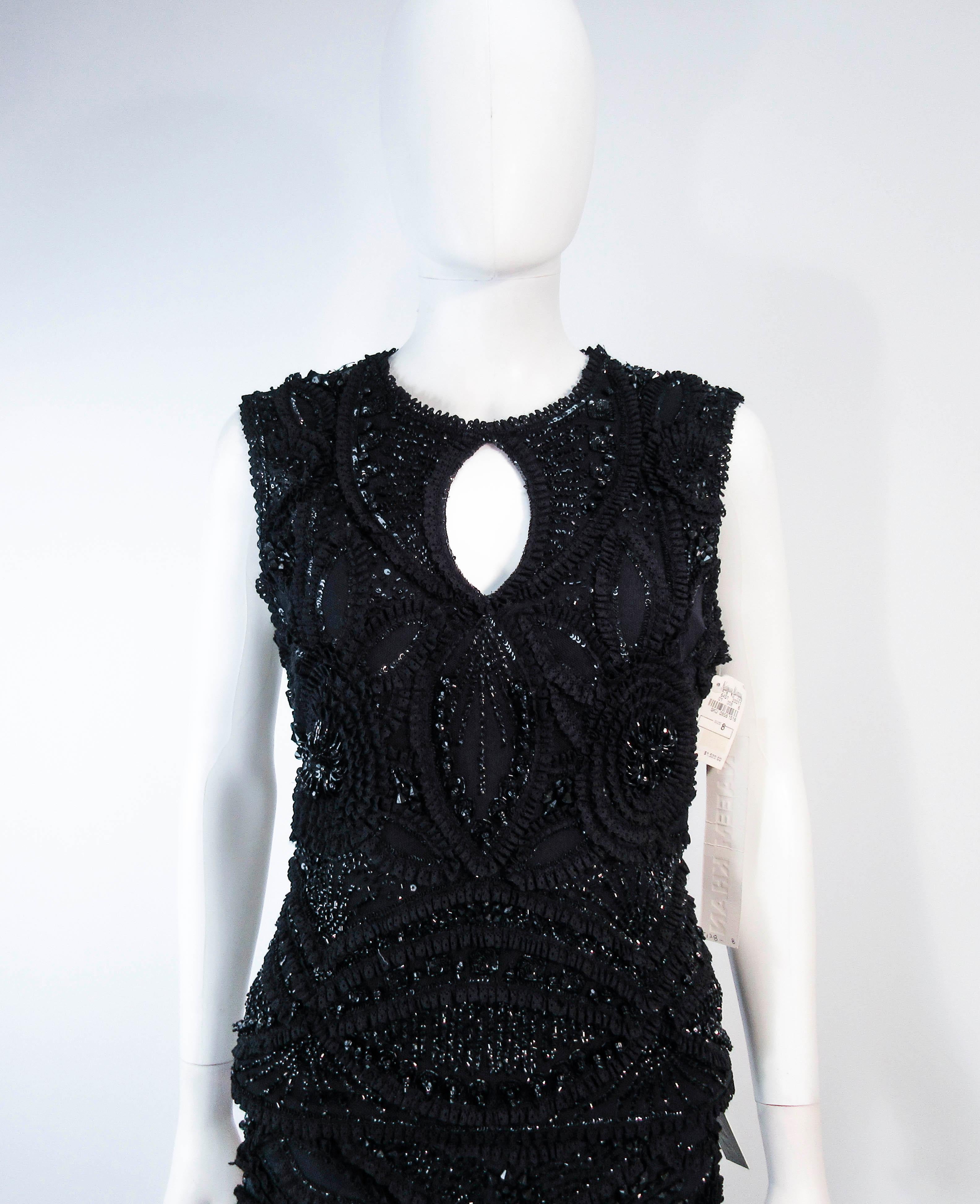 NAEEM KHAN 2pc Black Beaded Skirt & Top Stretch Ensemble Size 8 10  In New Condition For Sale In Los Angeles, CA