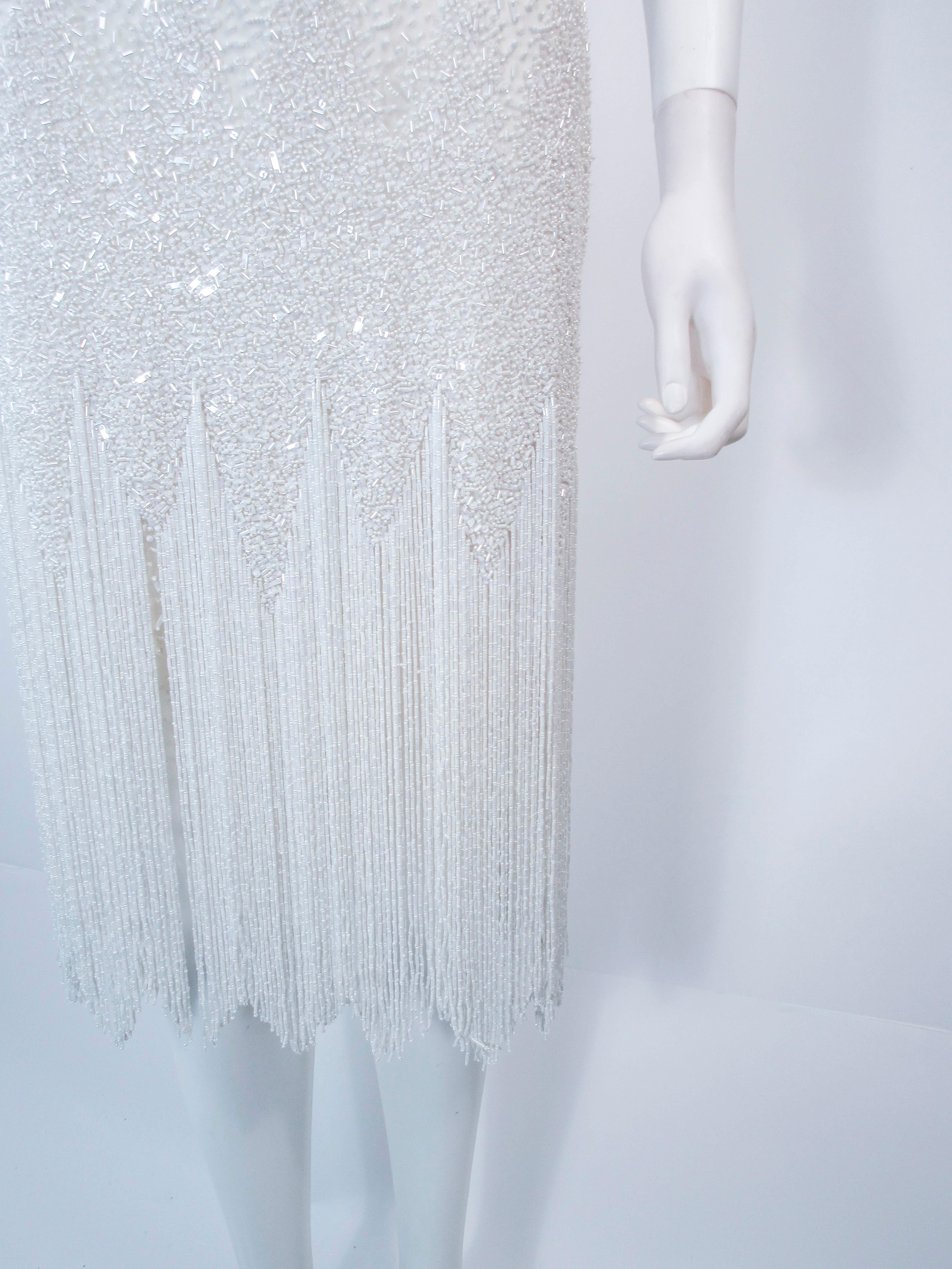 white beaded fringe dress