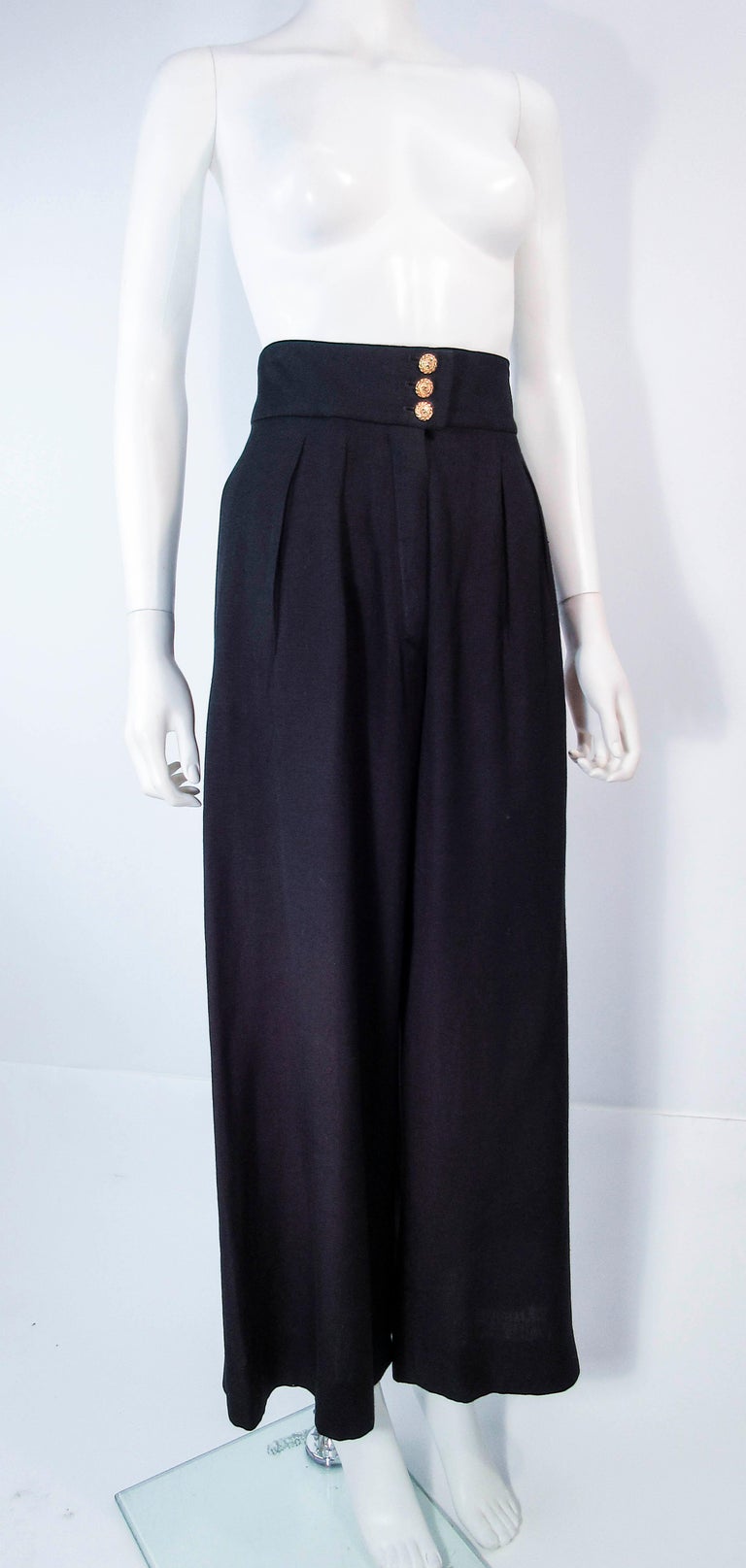 CHANEL Vintage Black Linen Palazzo Pants with Gold Buttons Size 24 at  1stDibs