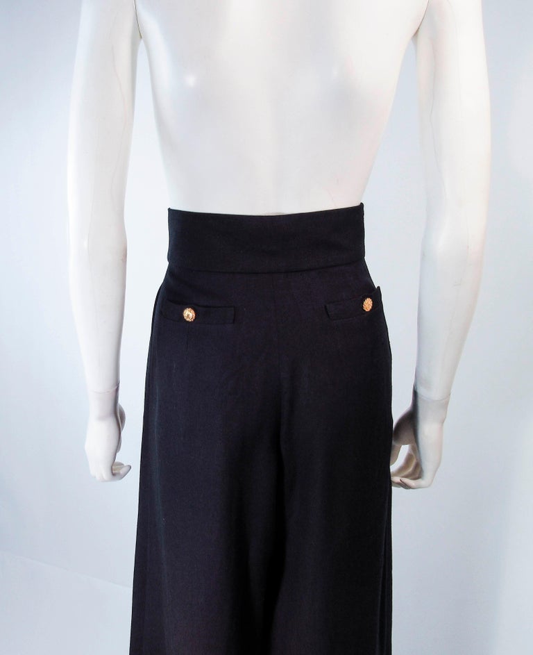 CHANEL Vintage Black Linen Palazzo Pants with Gold Buttons Size 24 at  1stDibs