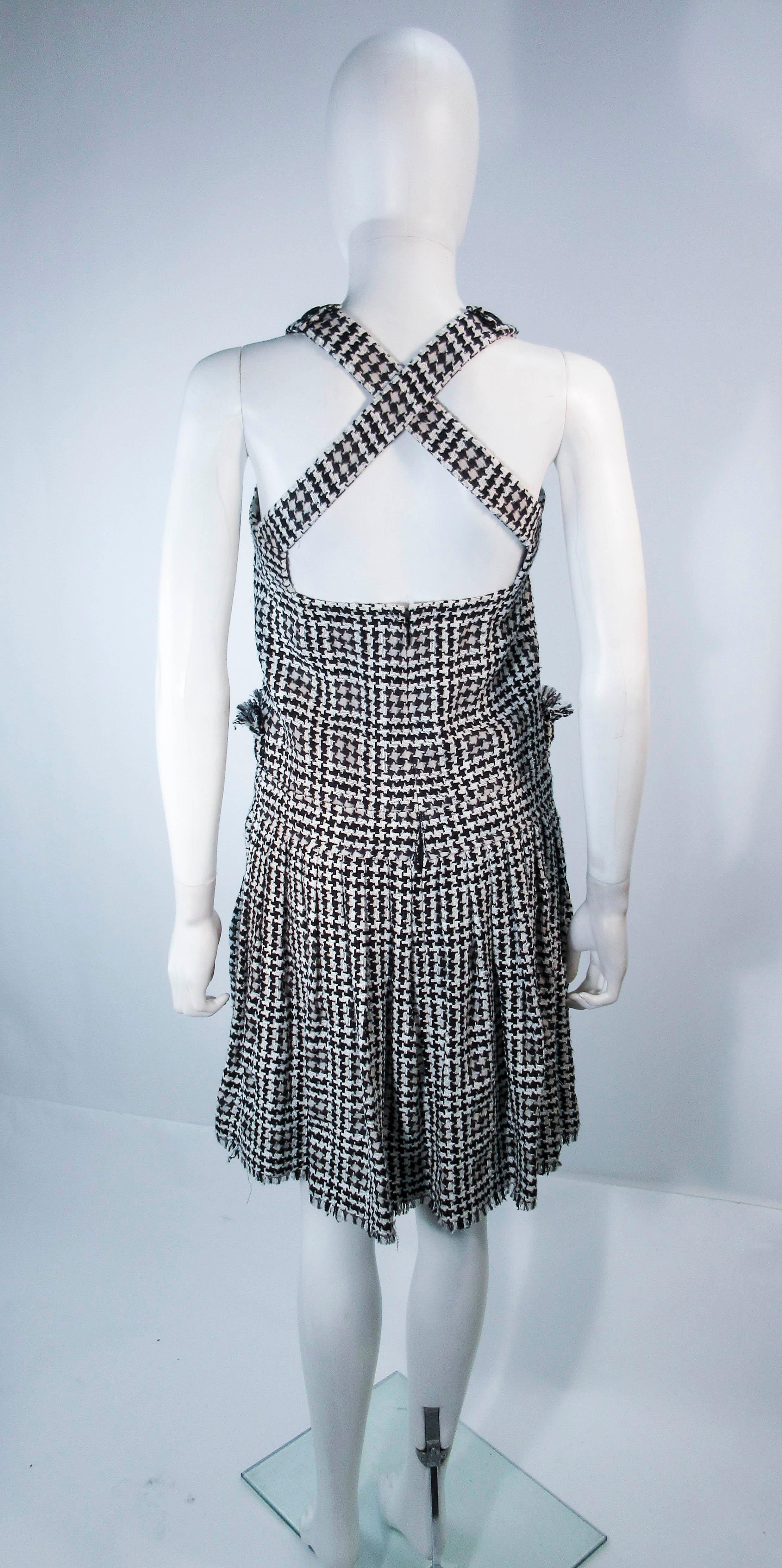 CHANEL Black & White Tweed Criss Cross Back Dress Size 36 5