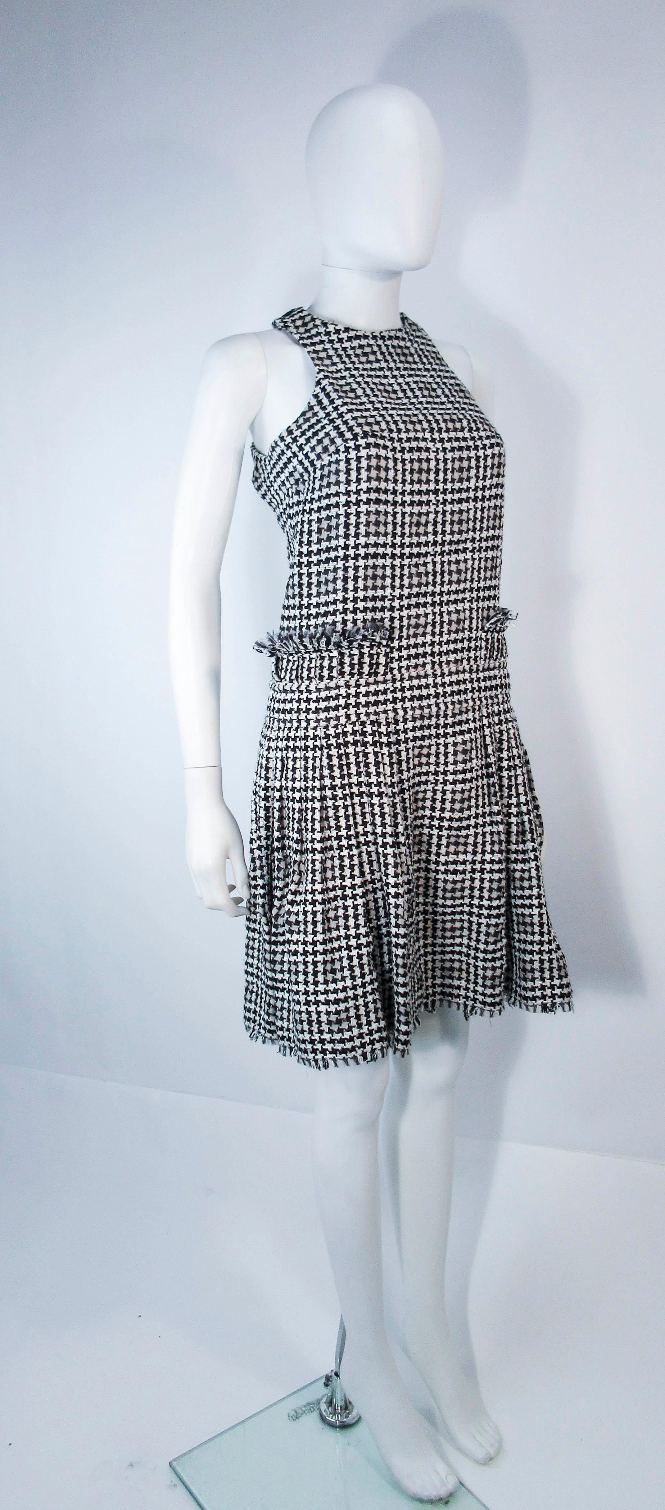 CHANEL Black & White Tweed Criss Cross Back Dress Size 36 In Excellent Condition In Los Angeles, CA