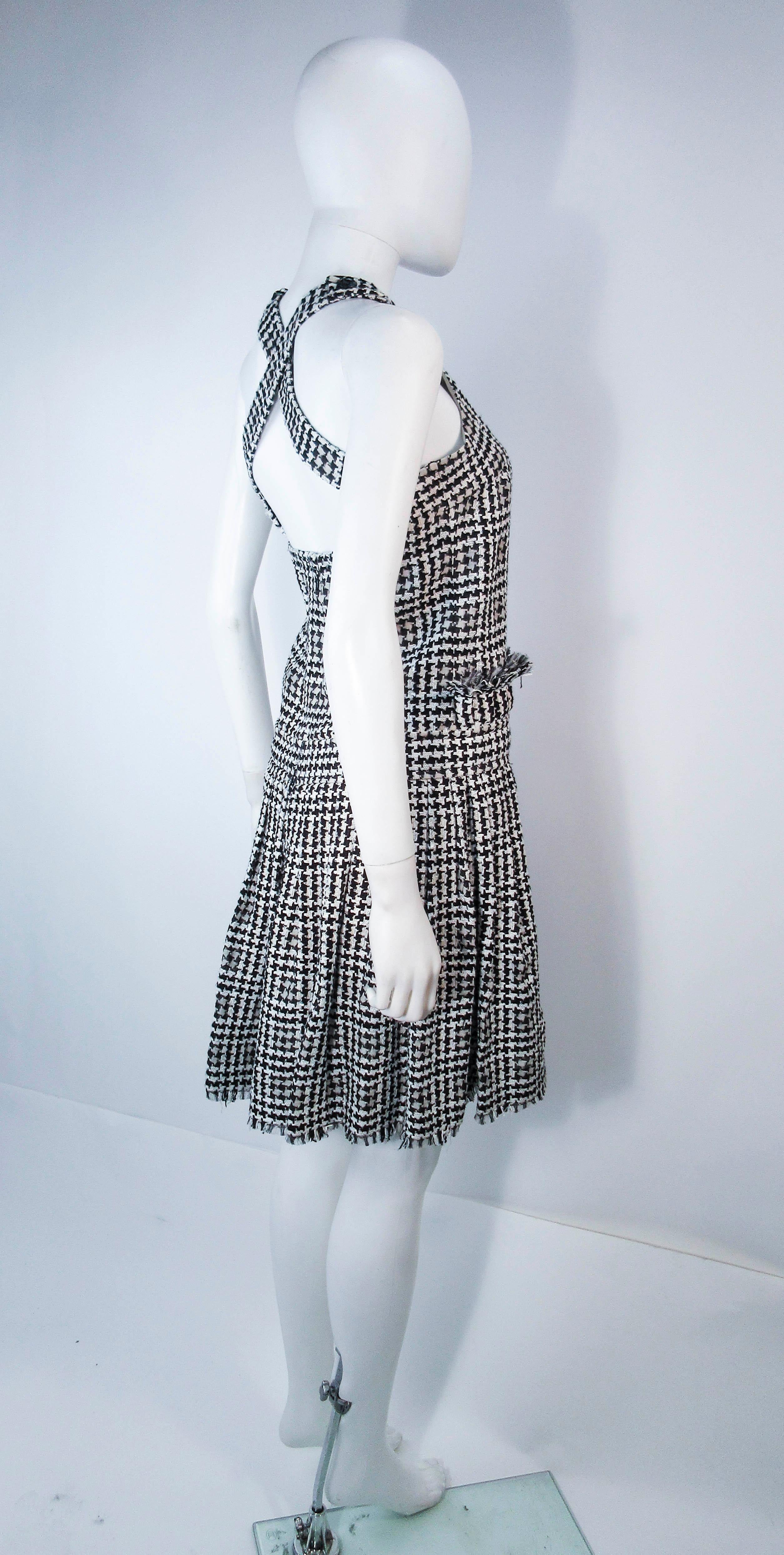 CHANEL Black & White Tweed Criss Cross Back Dress Size 36 2