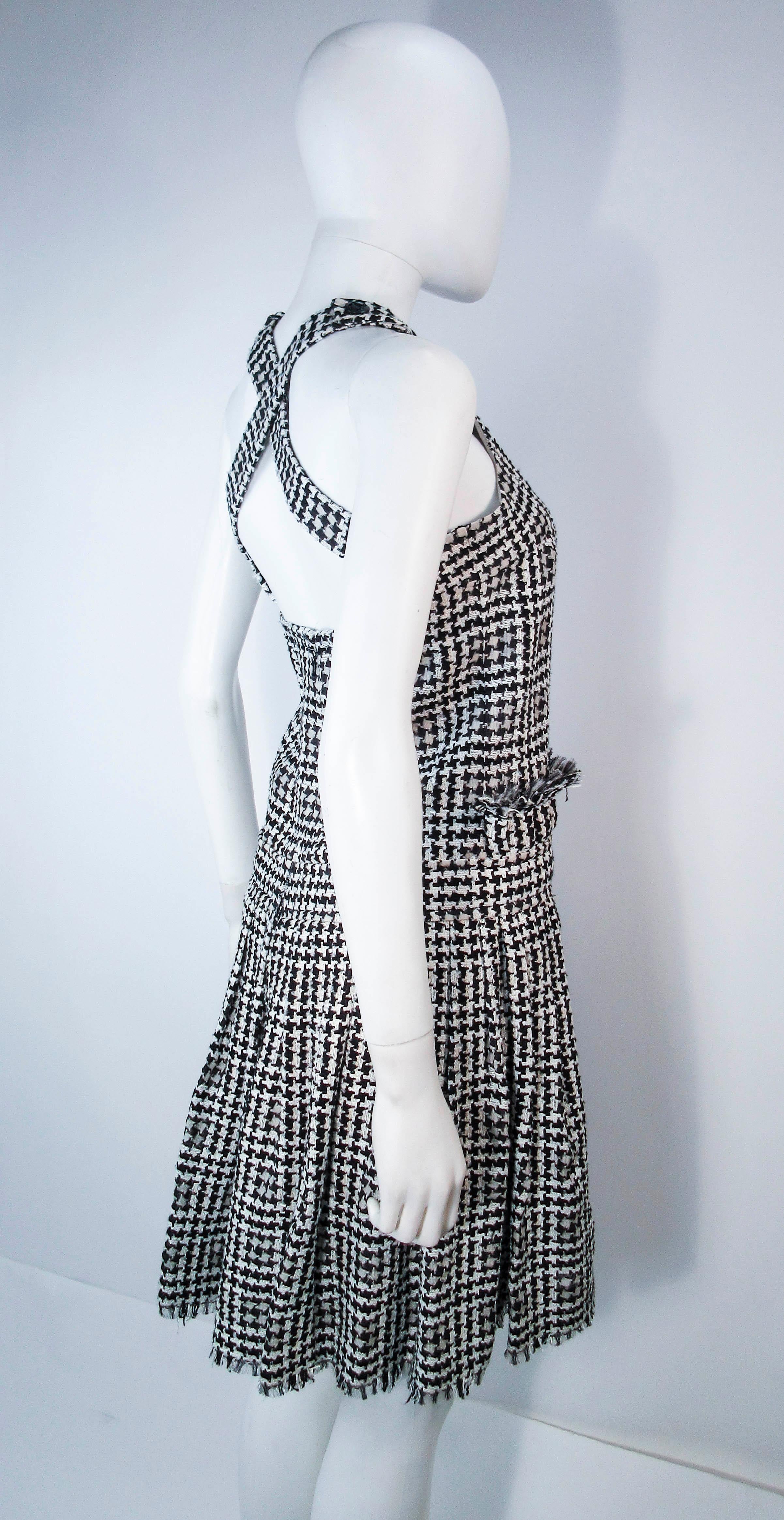 CHANEL Black & White Tweed Criss Cross Back Dress Size 36 3