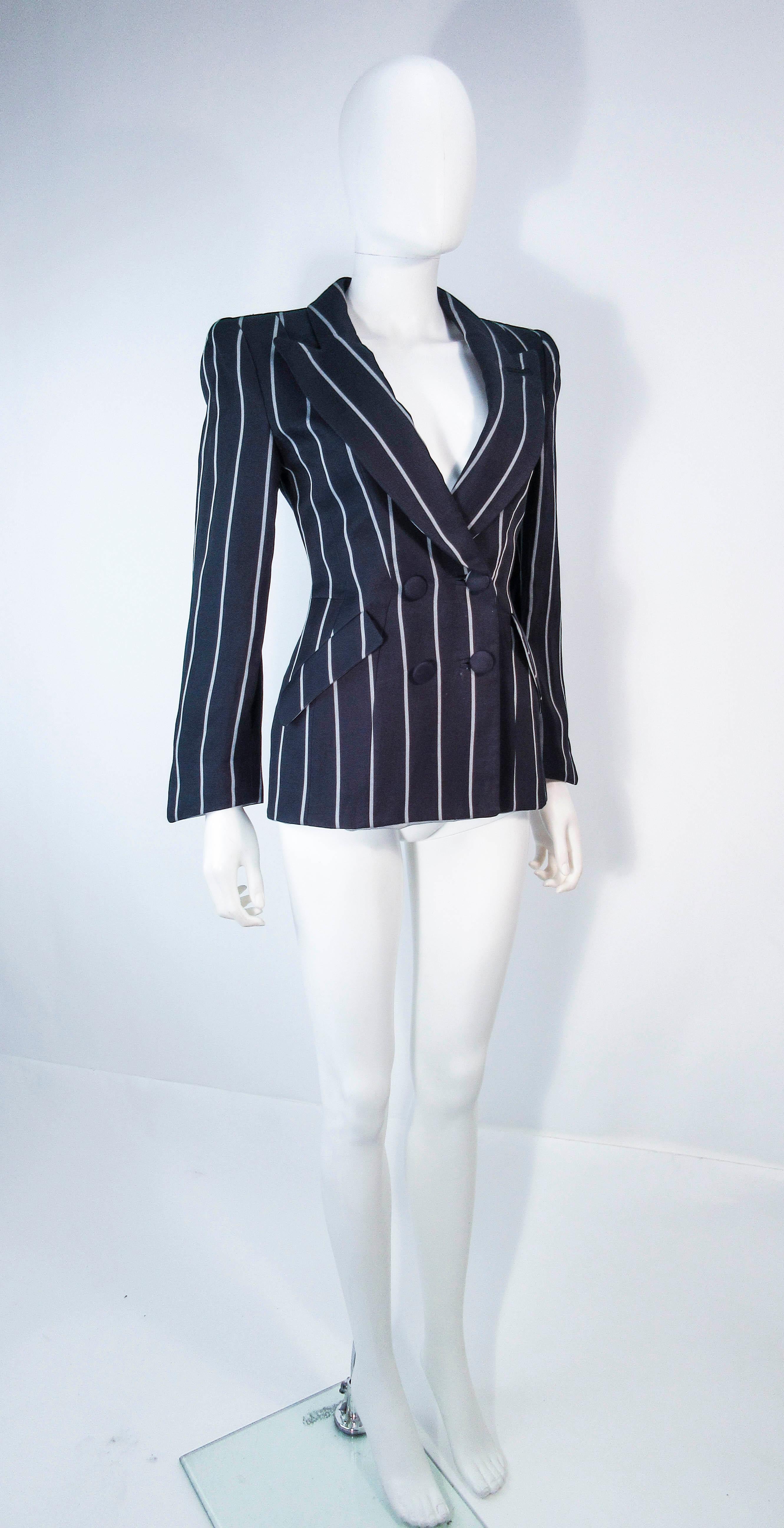 Women's GIORGIO ARMANI Navy Striped Double Breasted Tailored Jacket Size 38