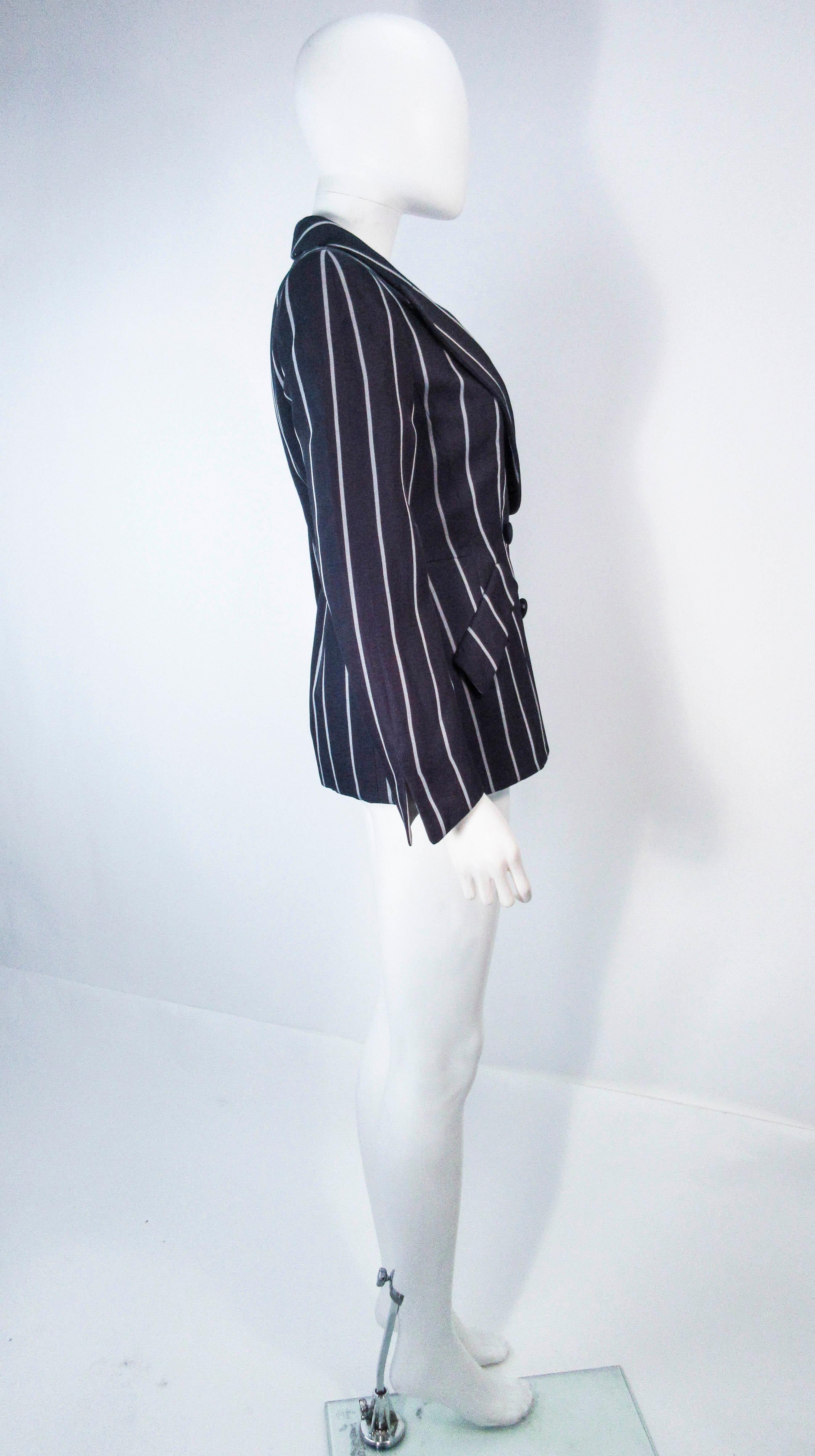 GIORGIO ARMANI Navy Striped Double Breasted Tailored Jacket Size 38 3