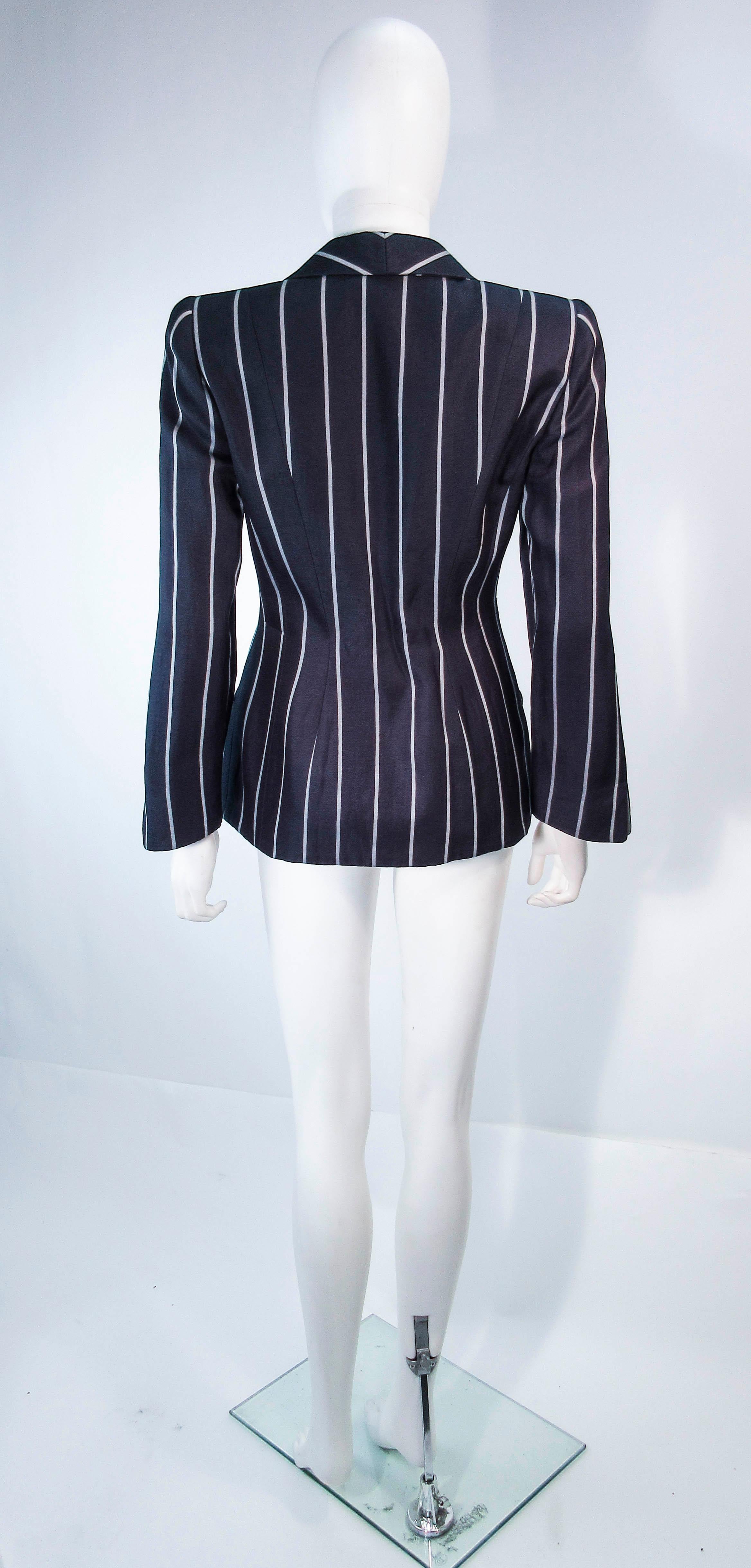GIORGIO ARMANI Navy Striped Double Breasted Tailored Jacket Size 38 5