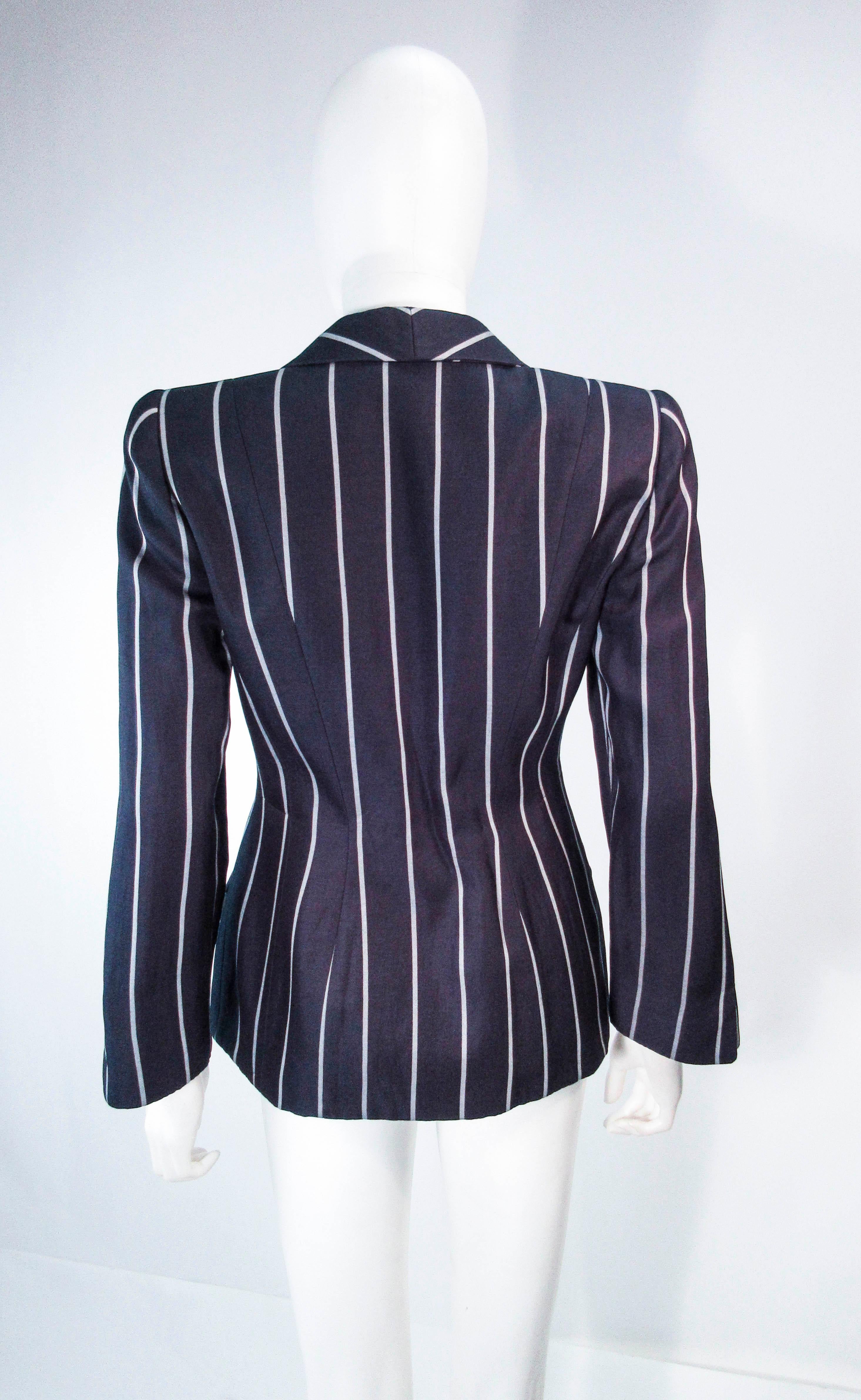 GIORGIO ARMANI Navy Striped Double Breasted Tailored Jacket Size 38 6