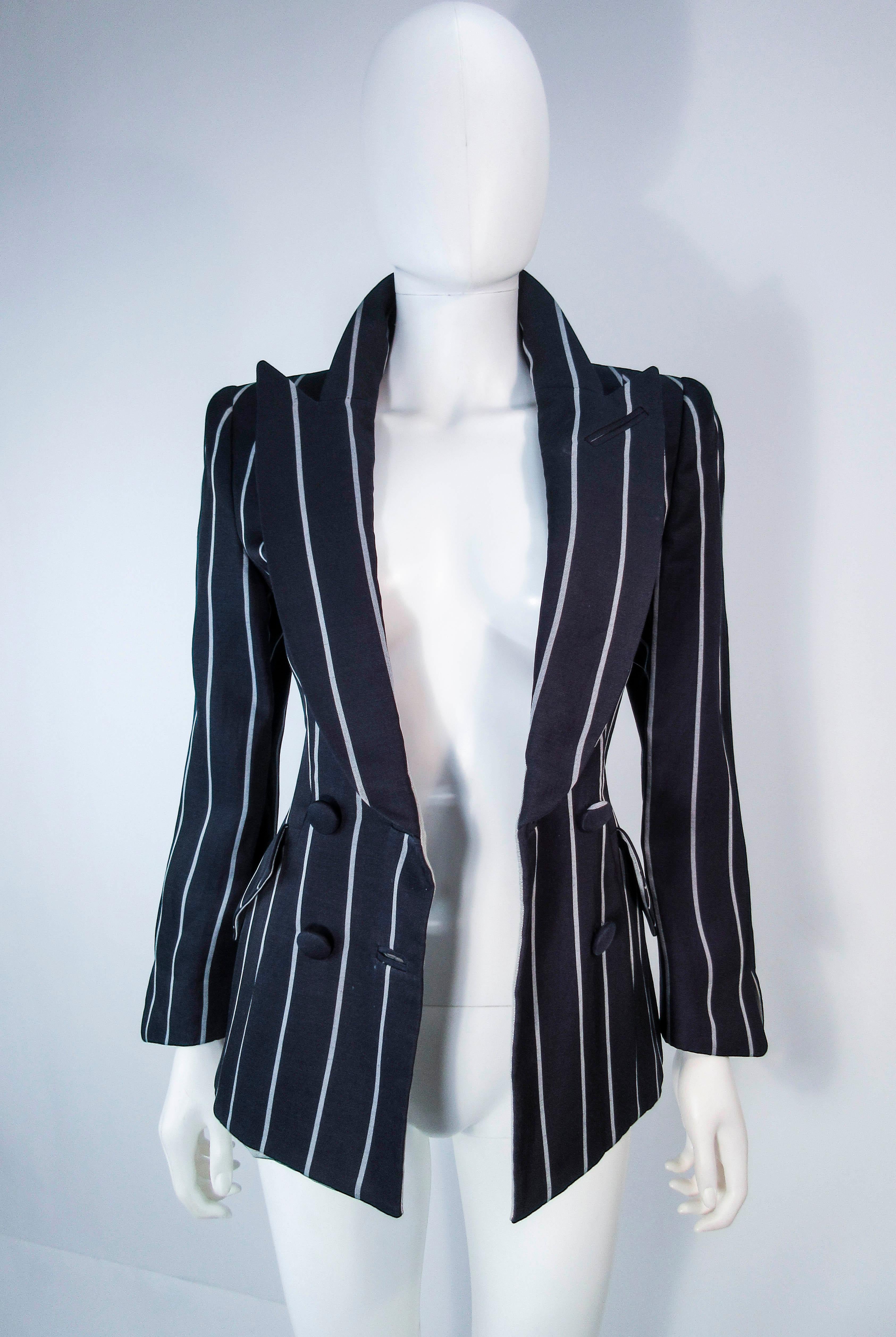 GIORGIO ARMANI Navy Striped Double Breasted Tailored Jacket Size 38 In Excellent Condition In Los Angeles, CA