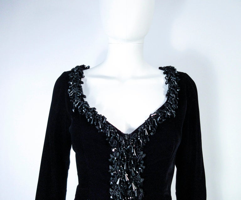 VICTOR COSTA Black Velvet Beaded Evening Jacket Size 4 6 For Sale at ...