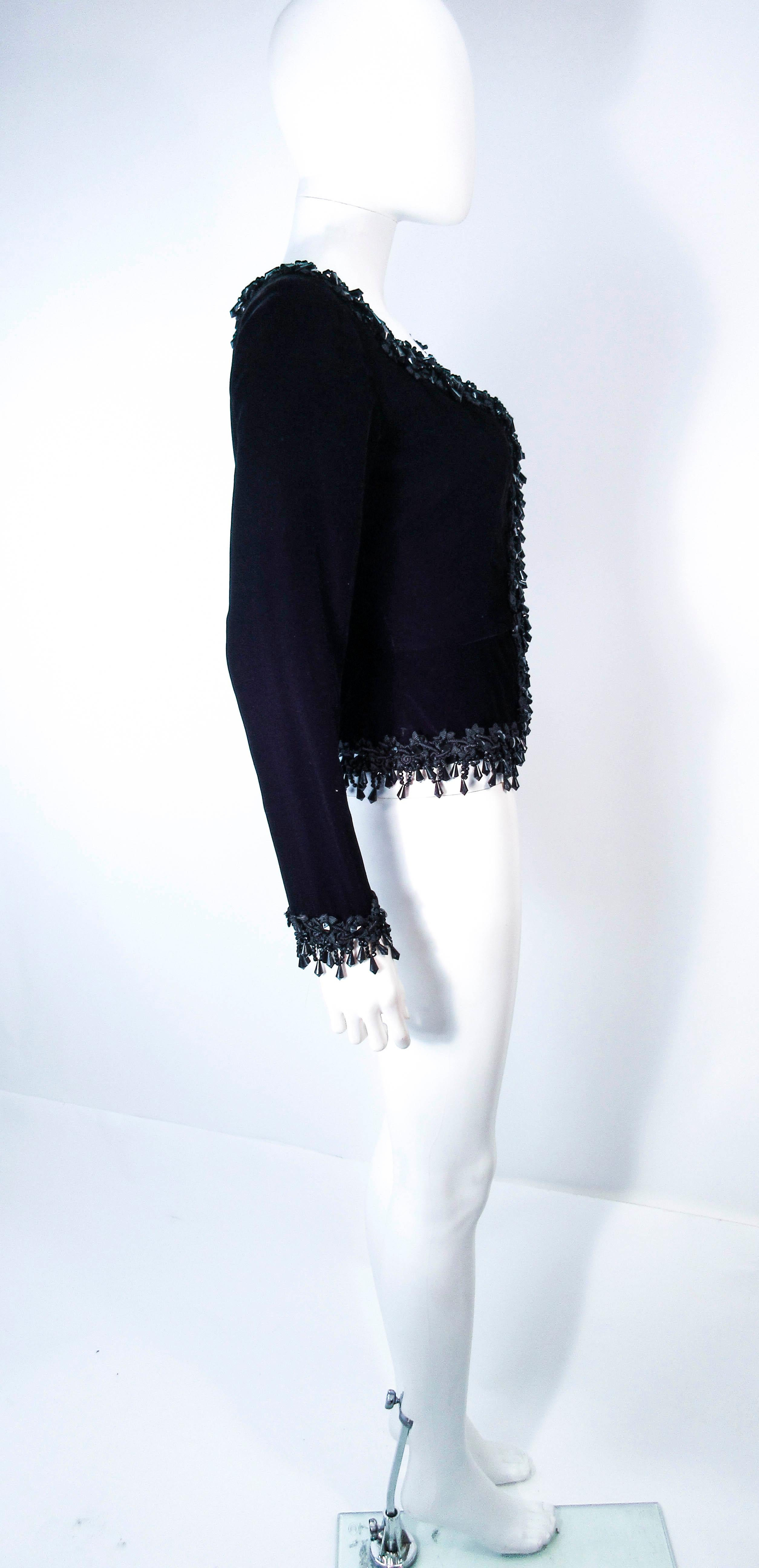 VICTOR COSTA Chaqueta de noche de terciopelo negro con cuentas Talla 4 6 en venta 6