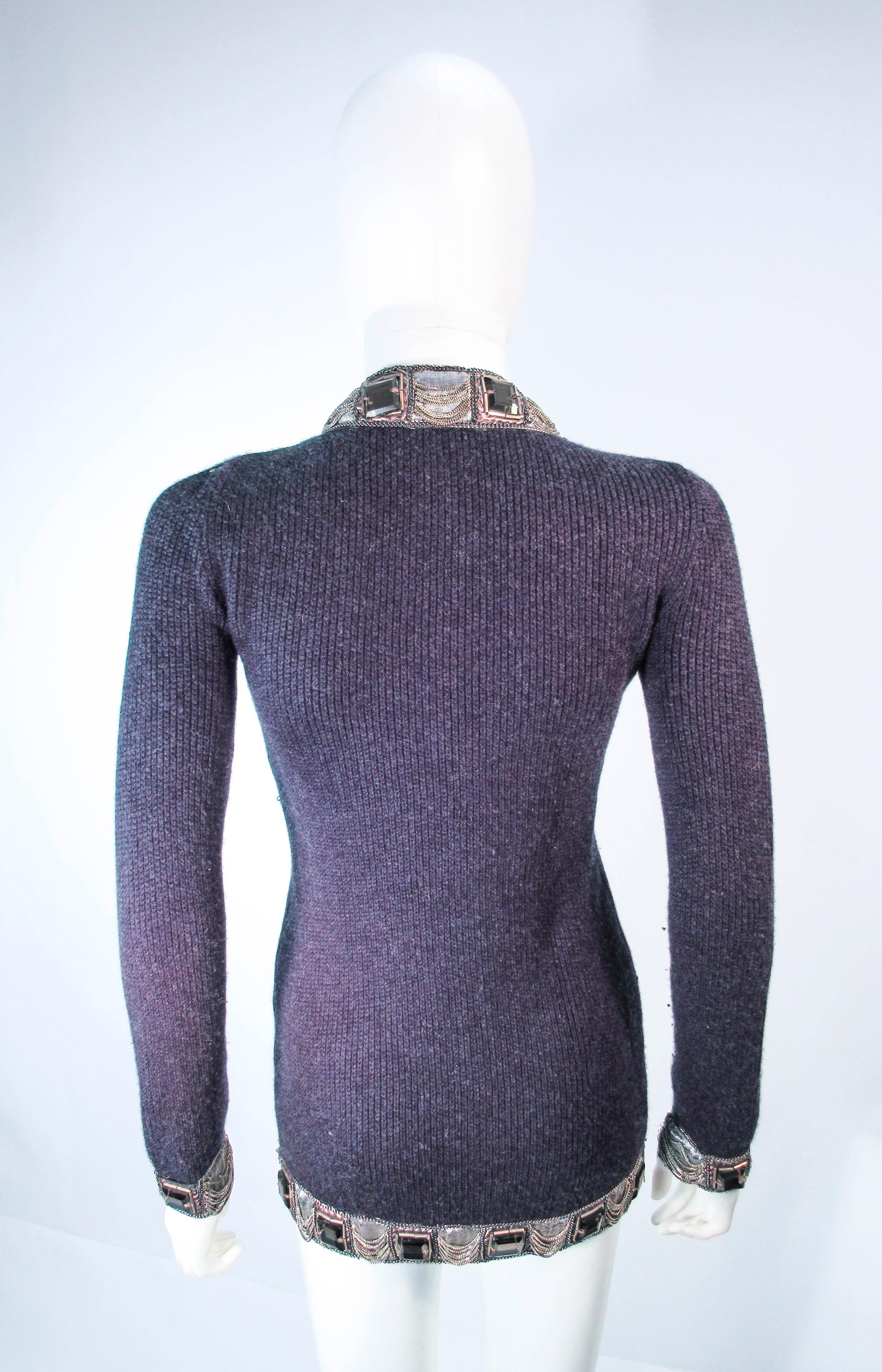 OSCAR DE LA RENTA Grey Embellished Cashmere Cardigan Size XS For Sale 10