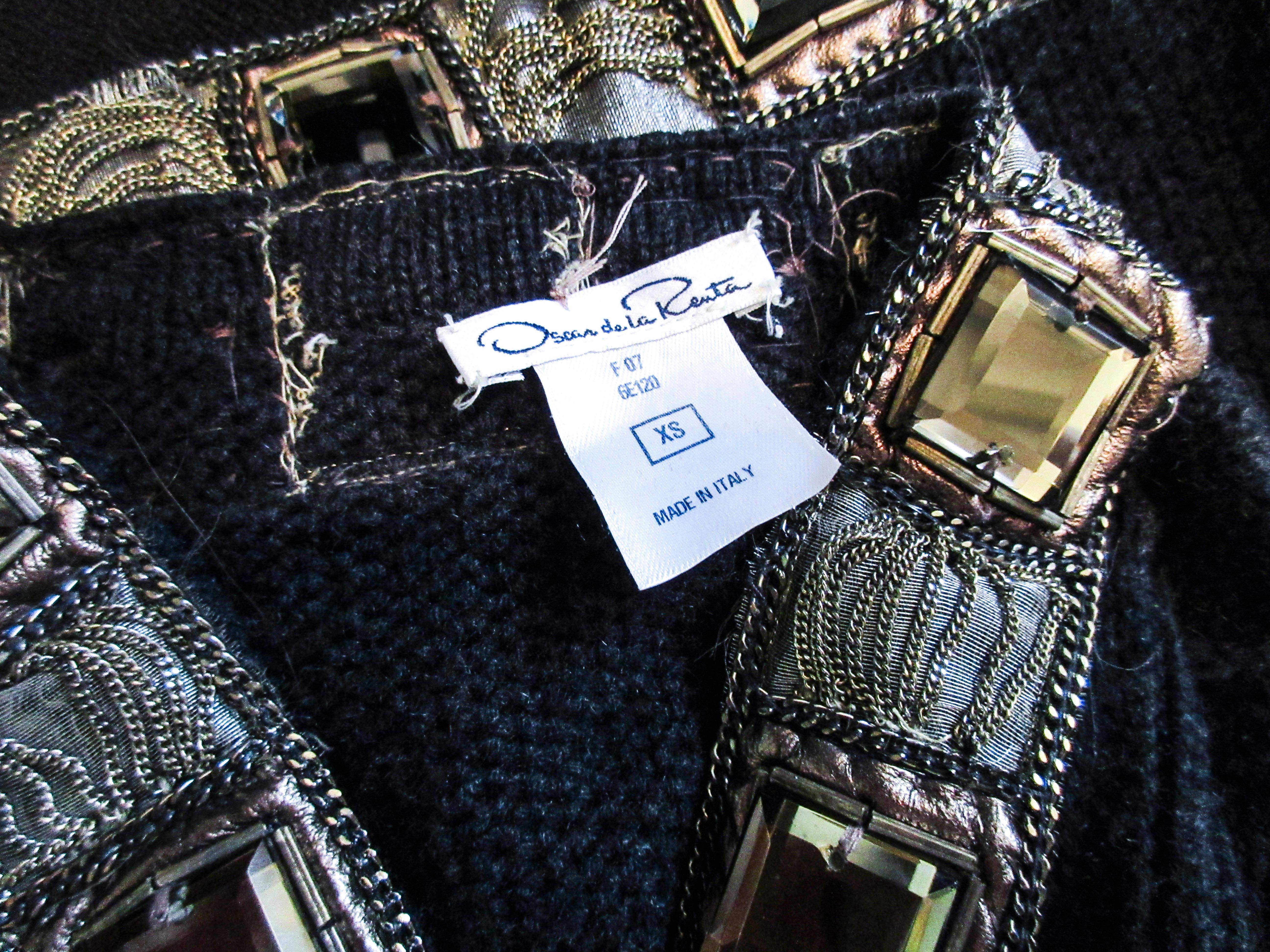 OSCAR DE LA RENTA Grey Embellished Cashmere Cardigan Size XS For Sale 11