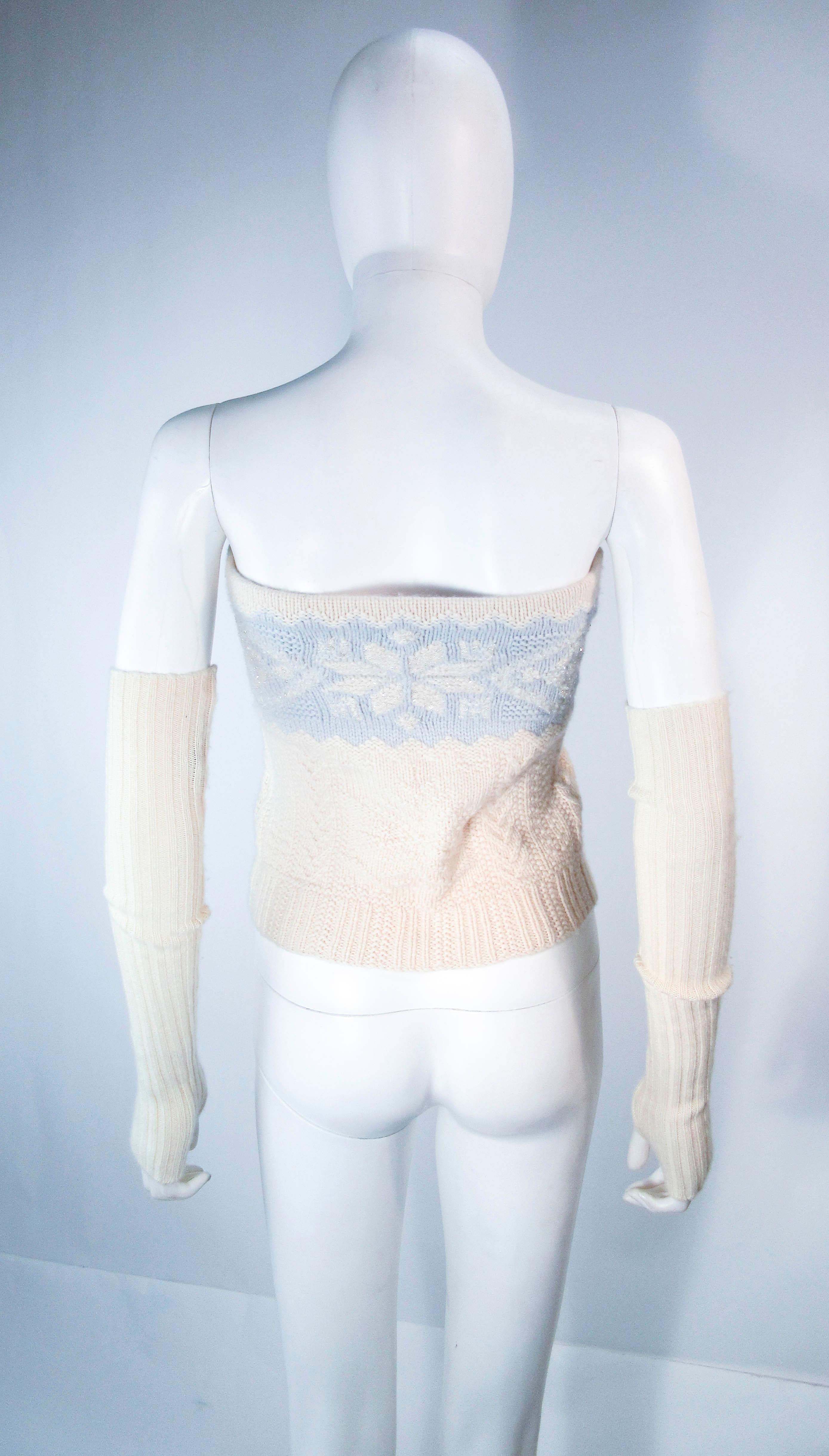 RALPH LAUREN Beaded Baby Blue & Cream Tube Top with Sleeves Size XS For Sale 4