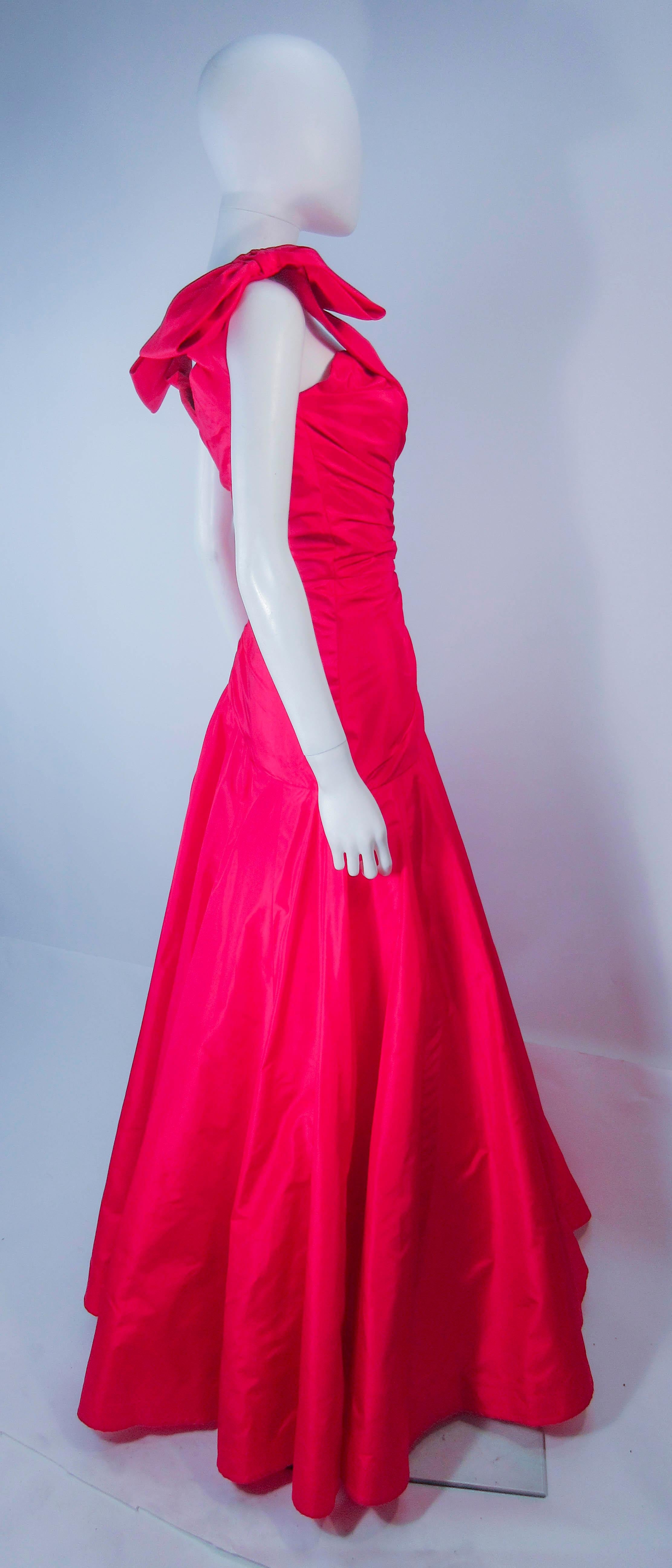 Murray Arbeid Red Ruched Taffeta Gown with Bow Details  5