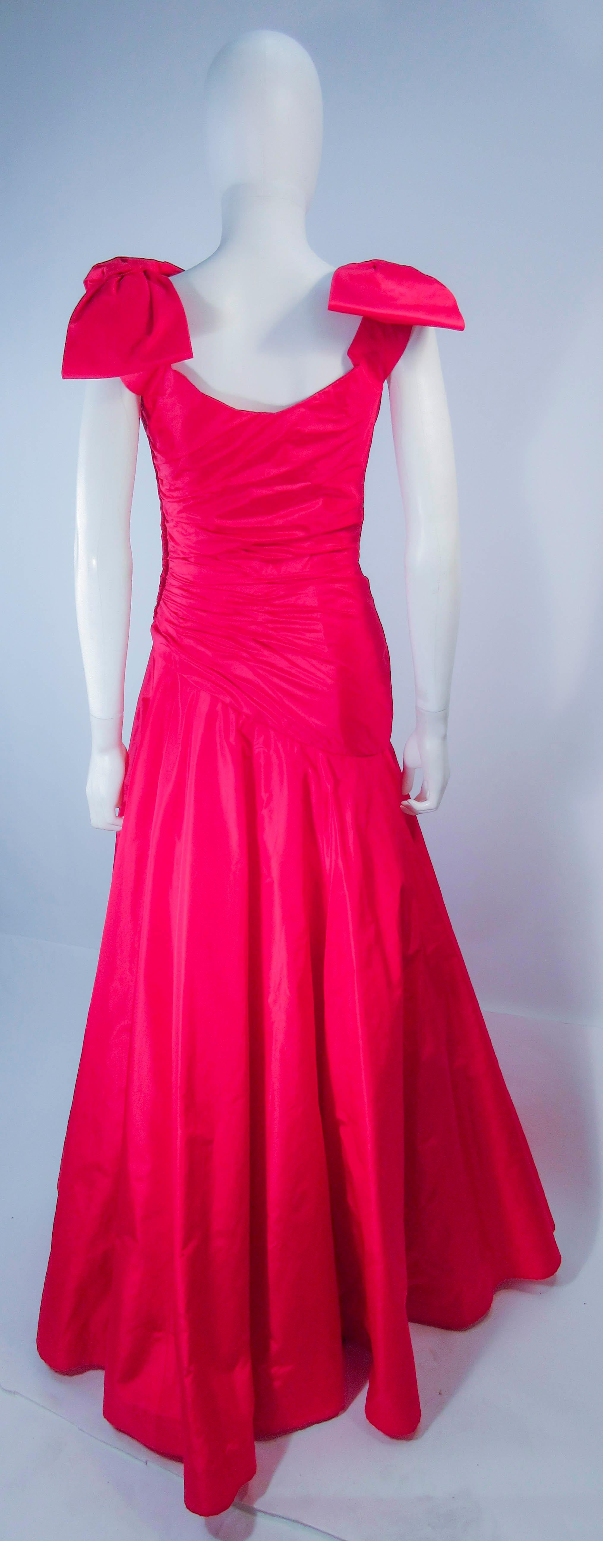 Murray Arbeid Red Ruched Taffeta Gown with Bow Details  6