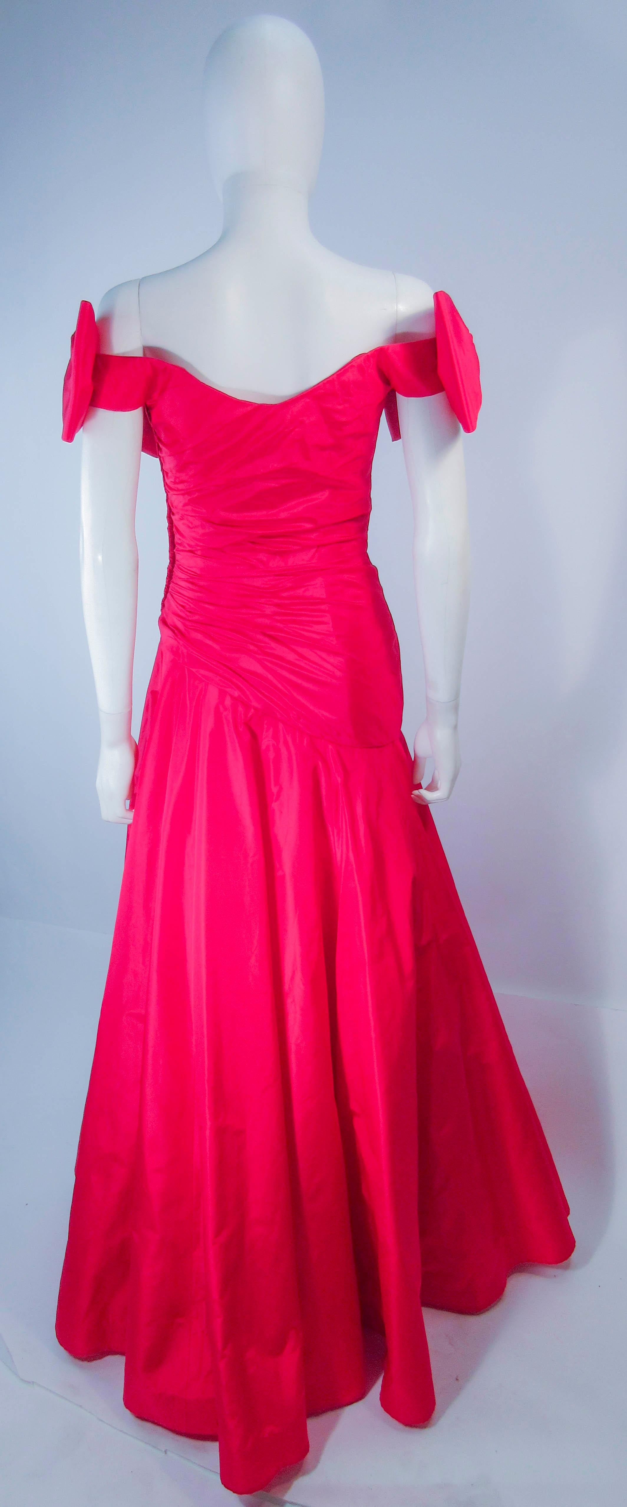 Murray Arbeid Red Ruched Taffeta Gown with Bow Details  8