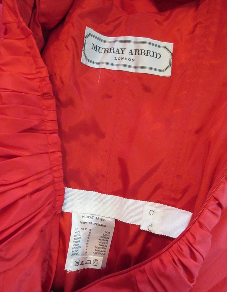 Murray Arbeid Red Ruched Taffeta Gown with Bow Details at 1stDibs
