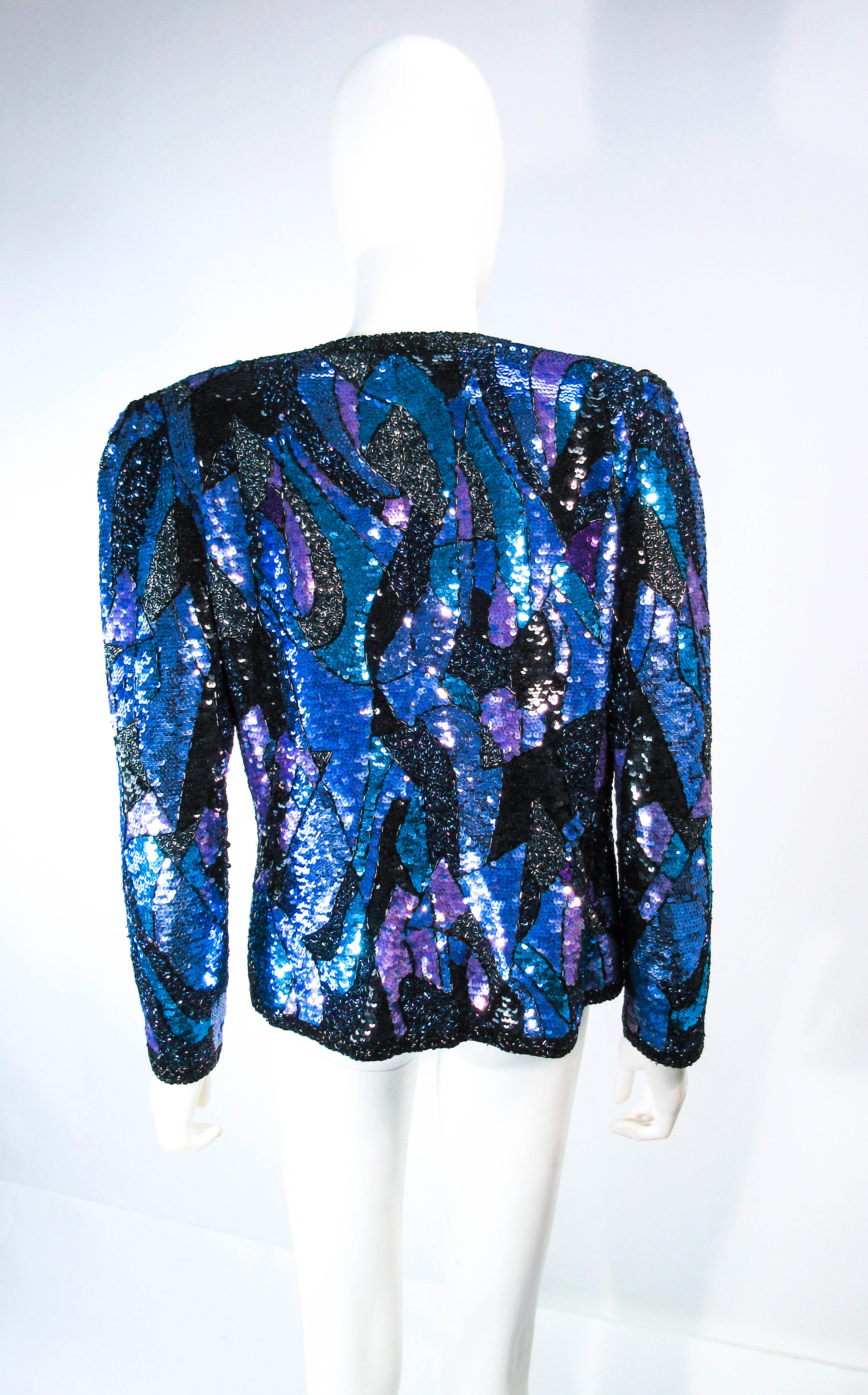 Abstract Sequin Vintage Jacket with Beaded Trim  For Sale 5