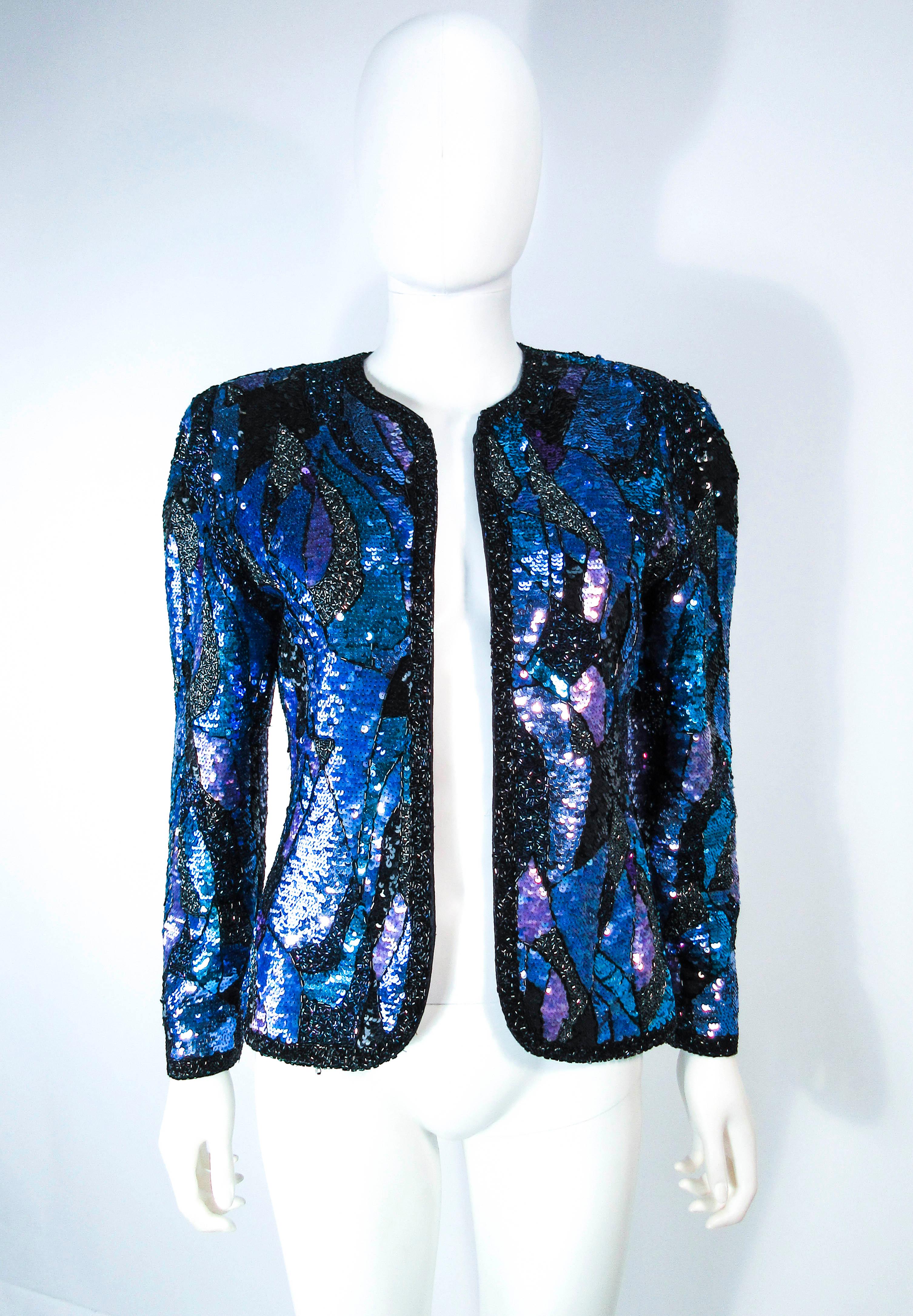 multicolor abstract sequin shawl collar blazer