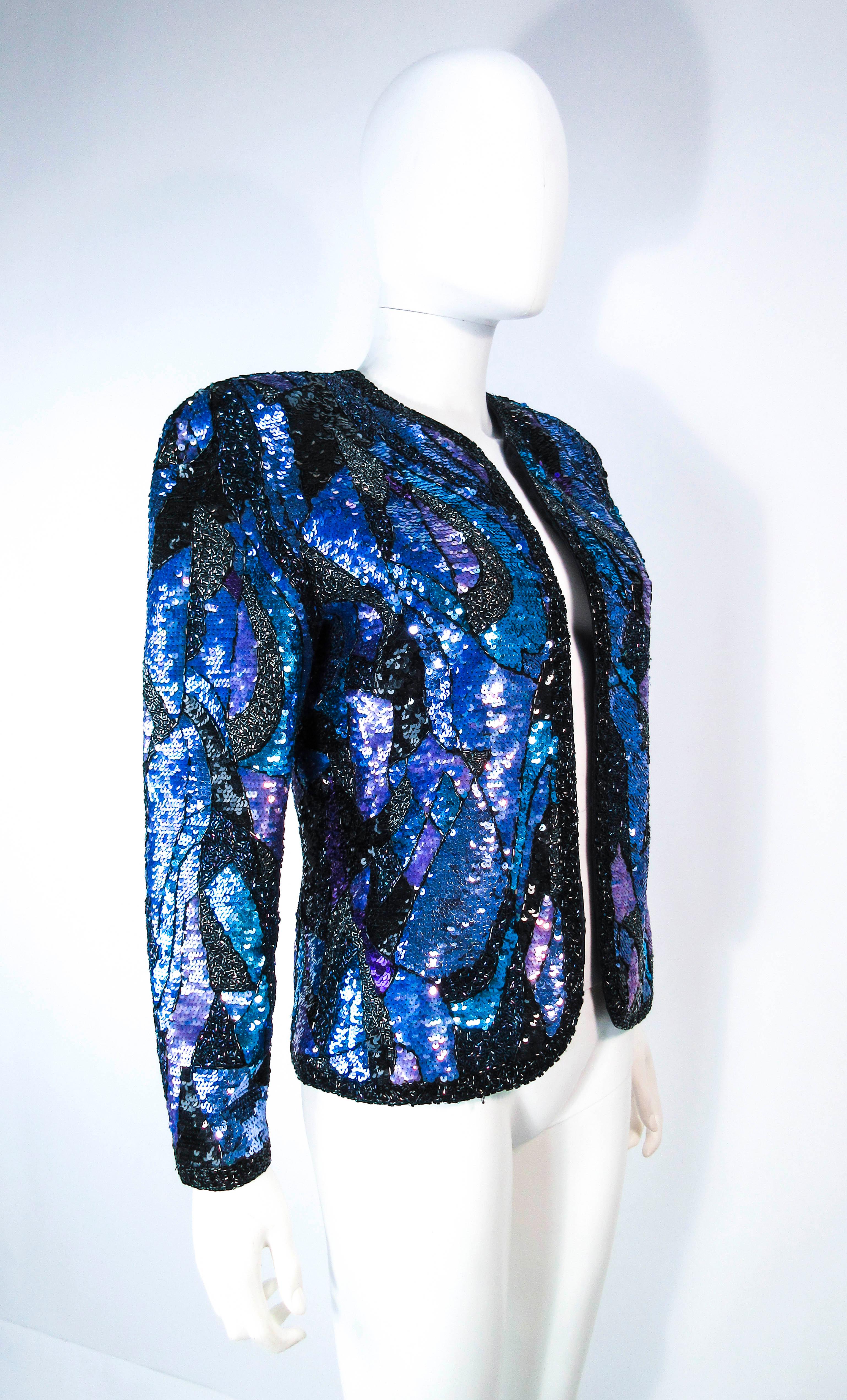 Women's Abstract Sequin Vintage Jacket with Beaded Trim  For Sale
