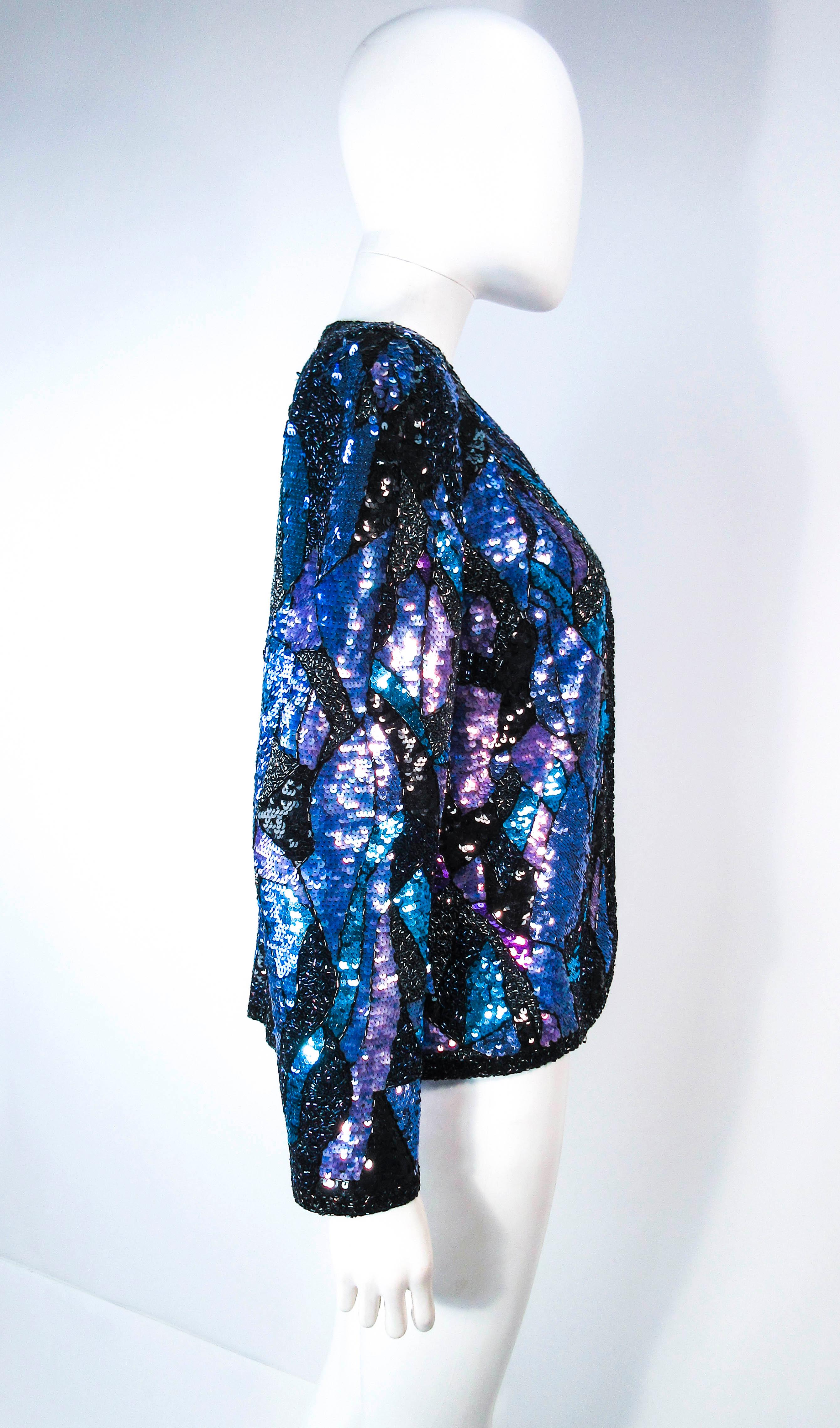 Abstract Sequin Vintage Jacket with Beaded Trim  For Sale 3