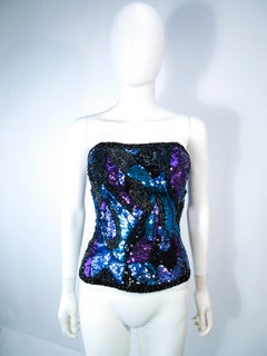 Blue Purple Lavender Vintage Abstract Sequin Bustier