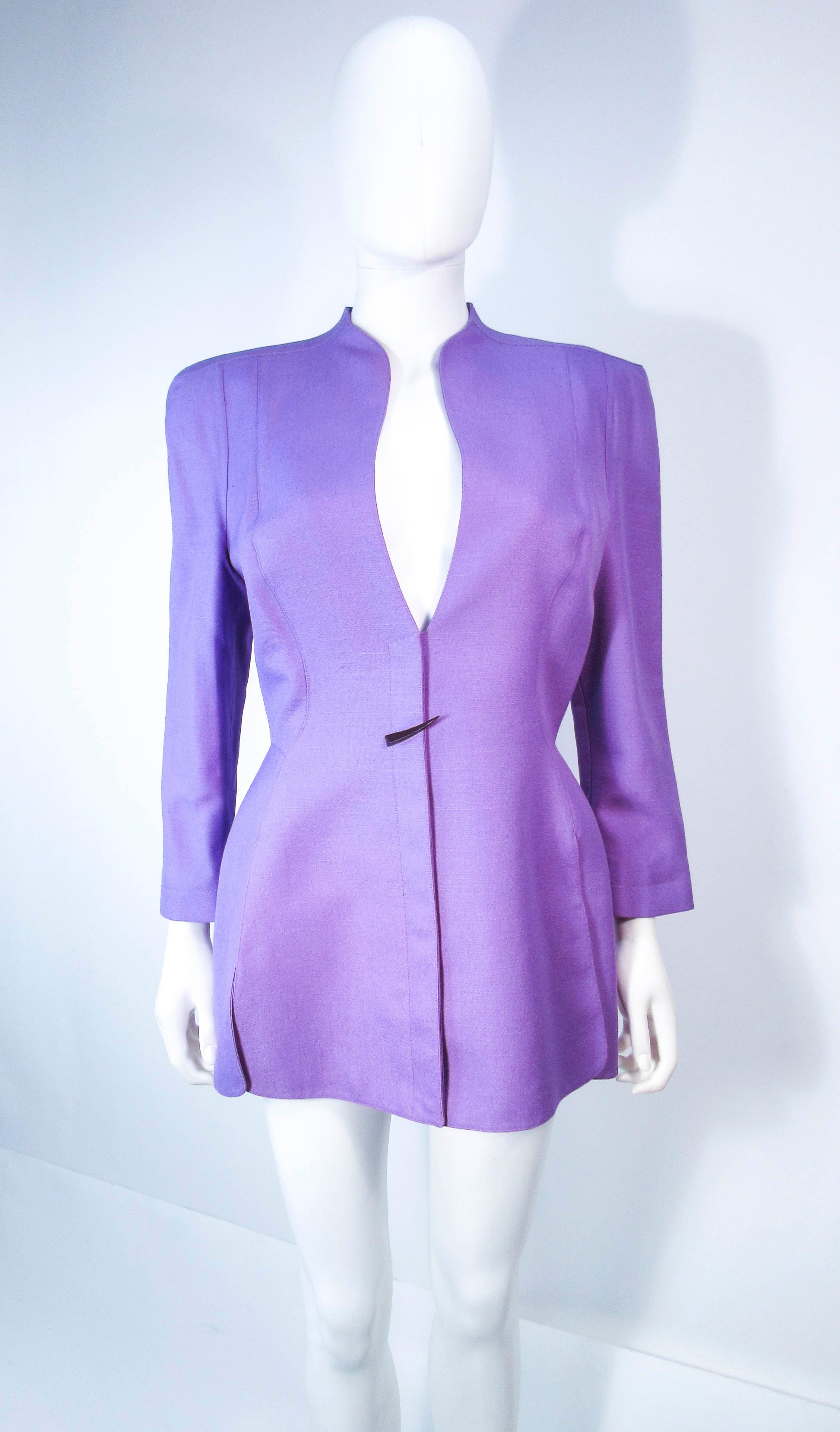 THIERRY MUGLER Fred Heyman Lavender 2pc Skirt Suit with Abstract Closure Size 42 For Sale 4