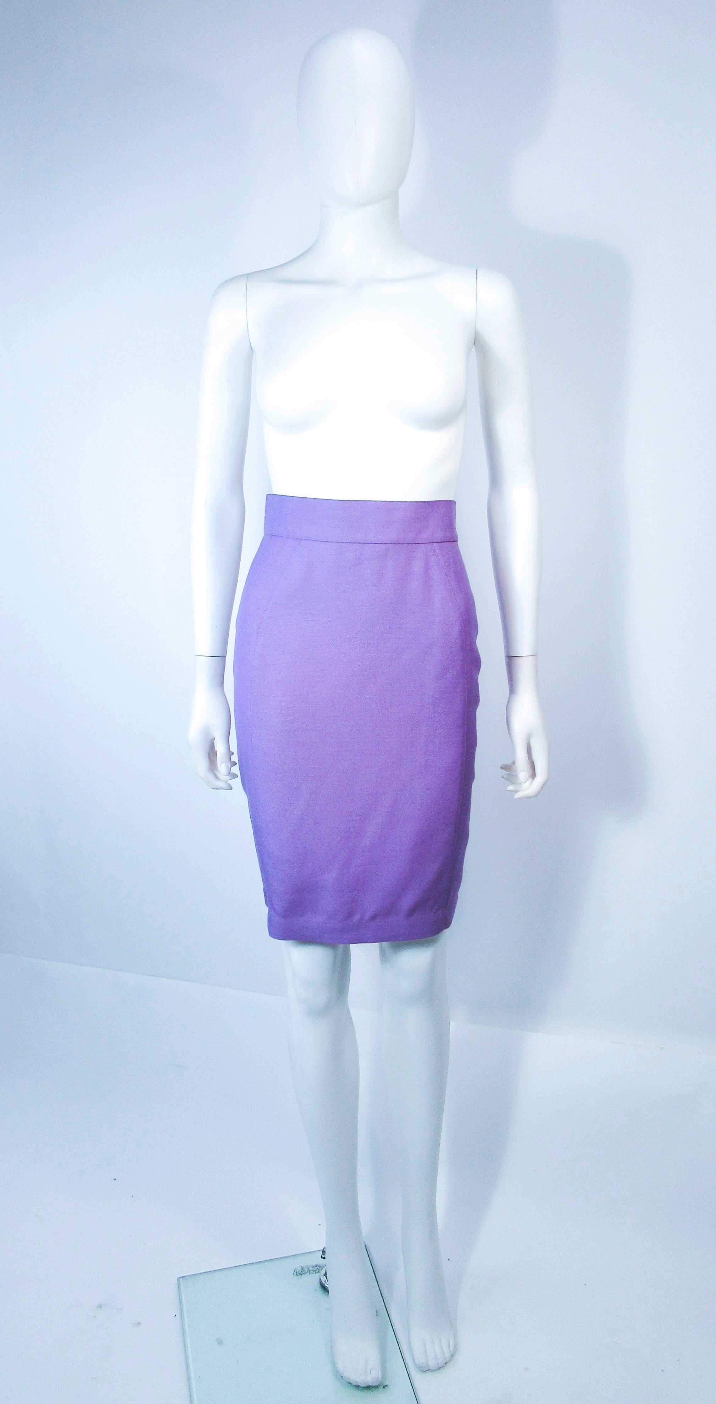 THIERRY MUGLER Fred Heyman Lavender 2pc Skirt Suit with Abstract Closure Size 42 For Sale 5