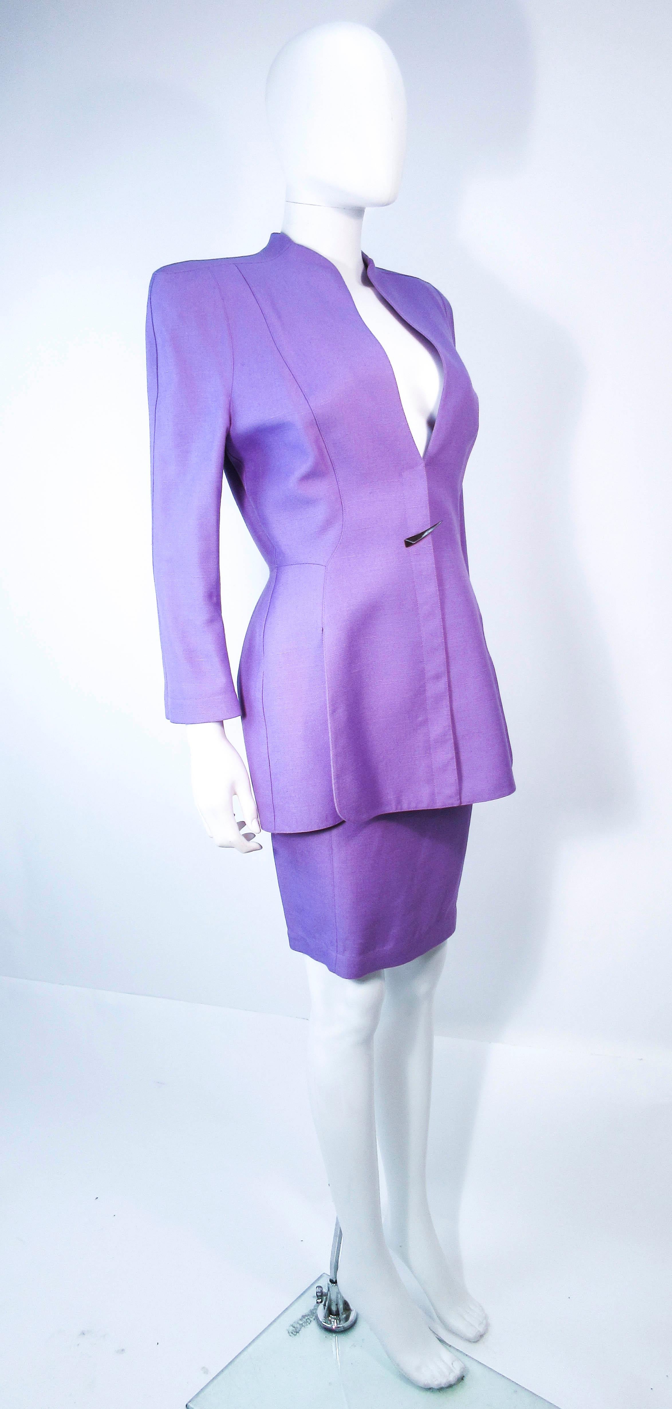 Purple THIERRY MUGLER Fred Heyman Lavender 2pc Skirt Suit with Abstract Closure Size 42 For Sale