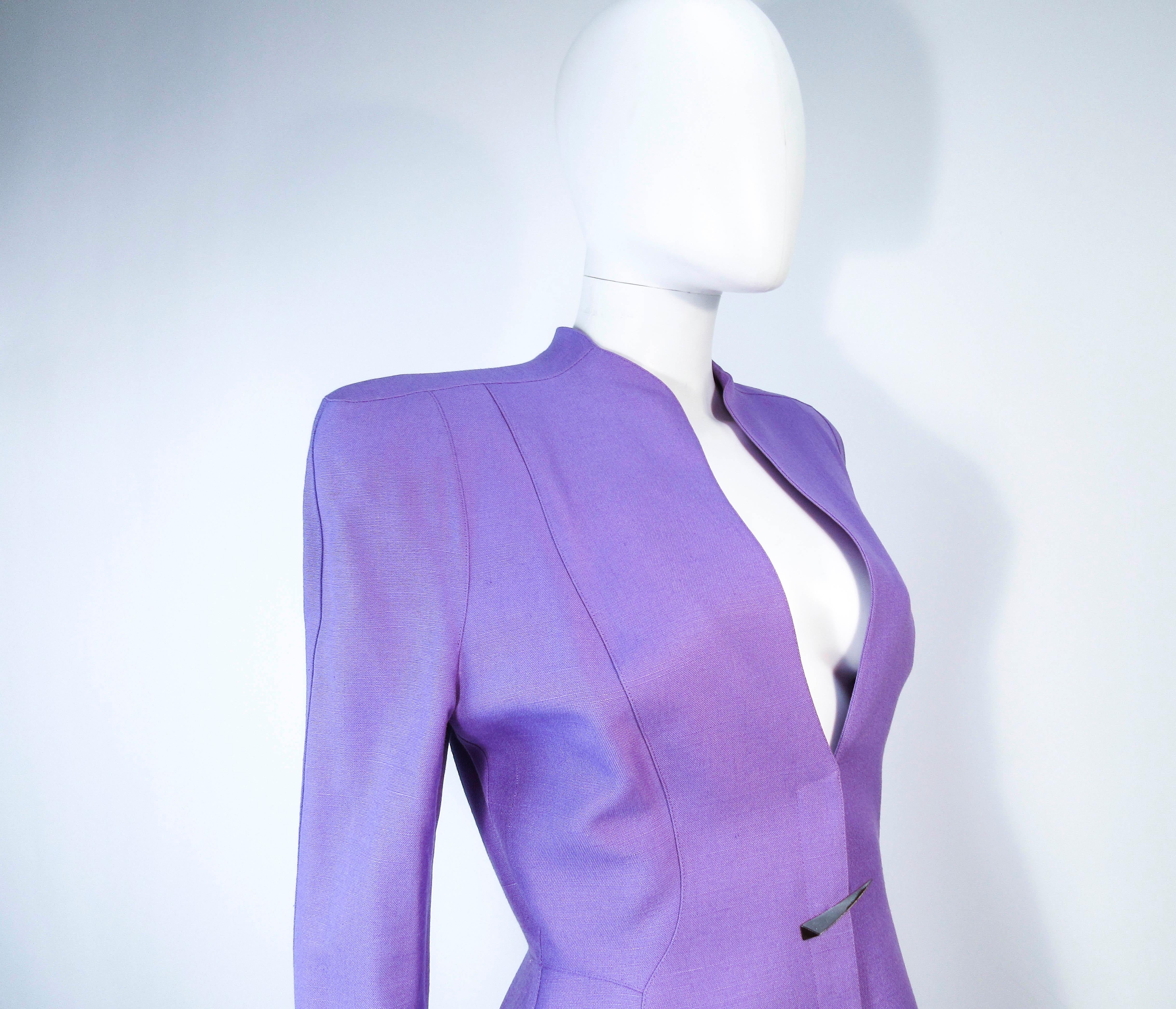 Women's THIERRY MUGLER Fred Heyman Lavender 2pc Skirt Suit with Abstract Closure Size 42 For Sale