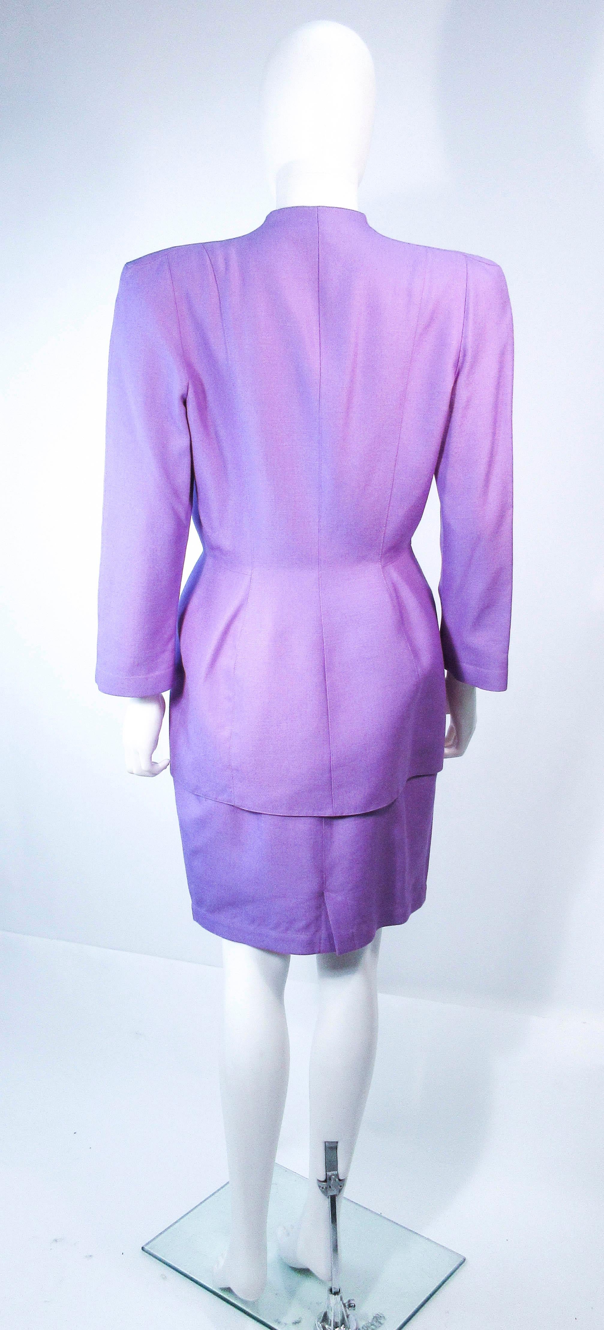 THIERRY MUGLER Fred Heyman Lavender 2pc Skirt Suit with Abstract Closure Size 42 For Sale 2