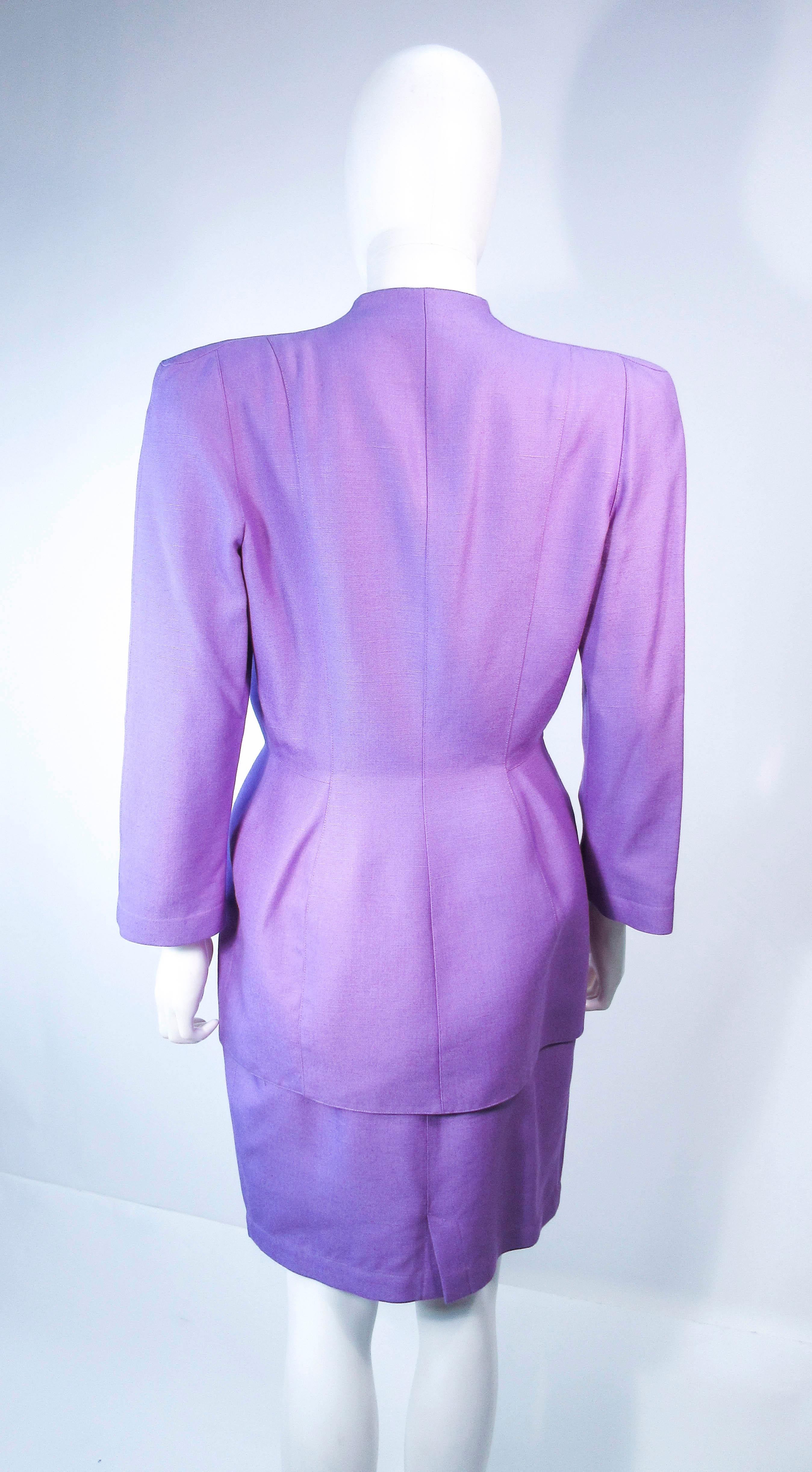 THIERRY MUGLER Fred Heyman Lavender 2pc Skirt Suit with Abstract Closure Size 42 For Sale 3