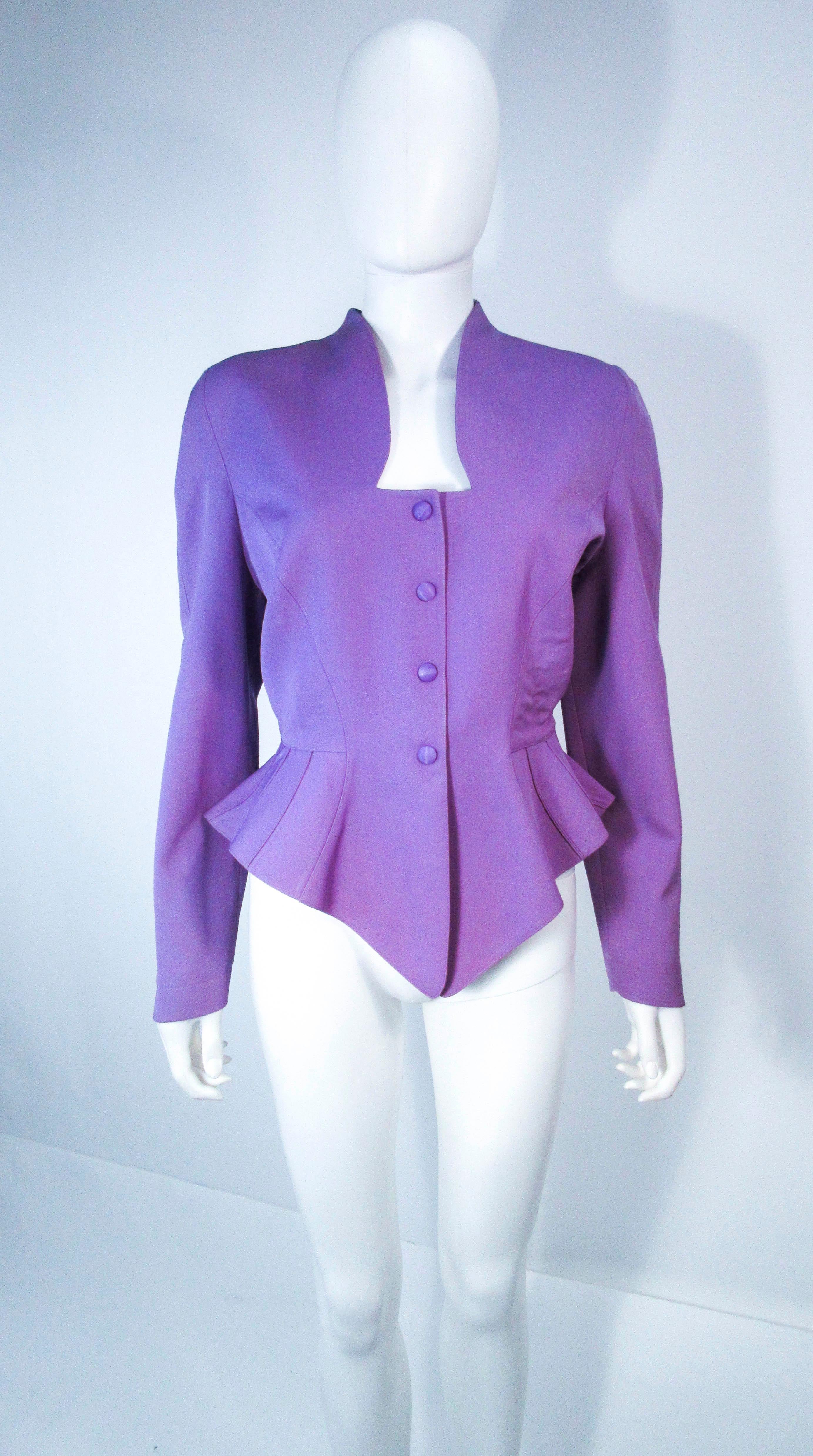 THEIRRY MUGLER Purple Peplum Skirt Suit Size 44 42  9