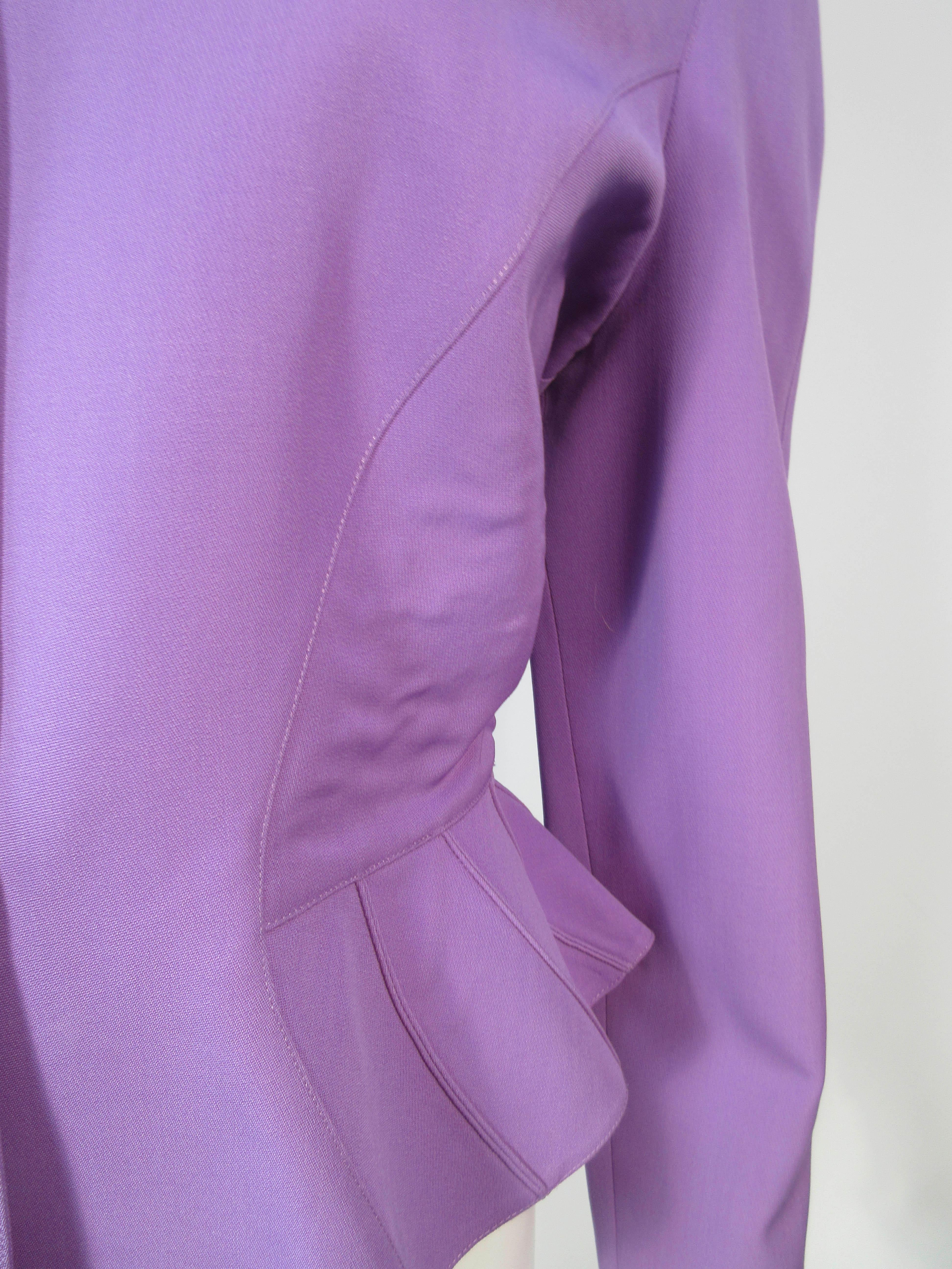 THEIRRY MUGLER Purple Peplum Skirt Suit Size 44 42  1