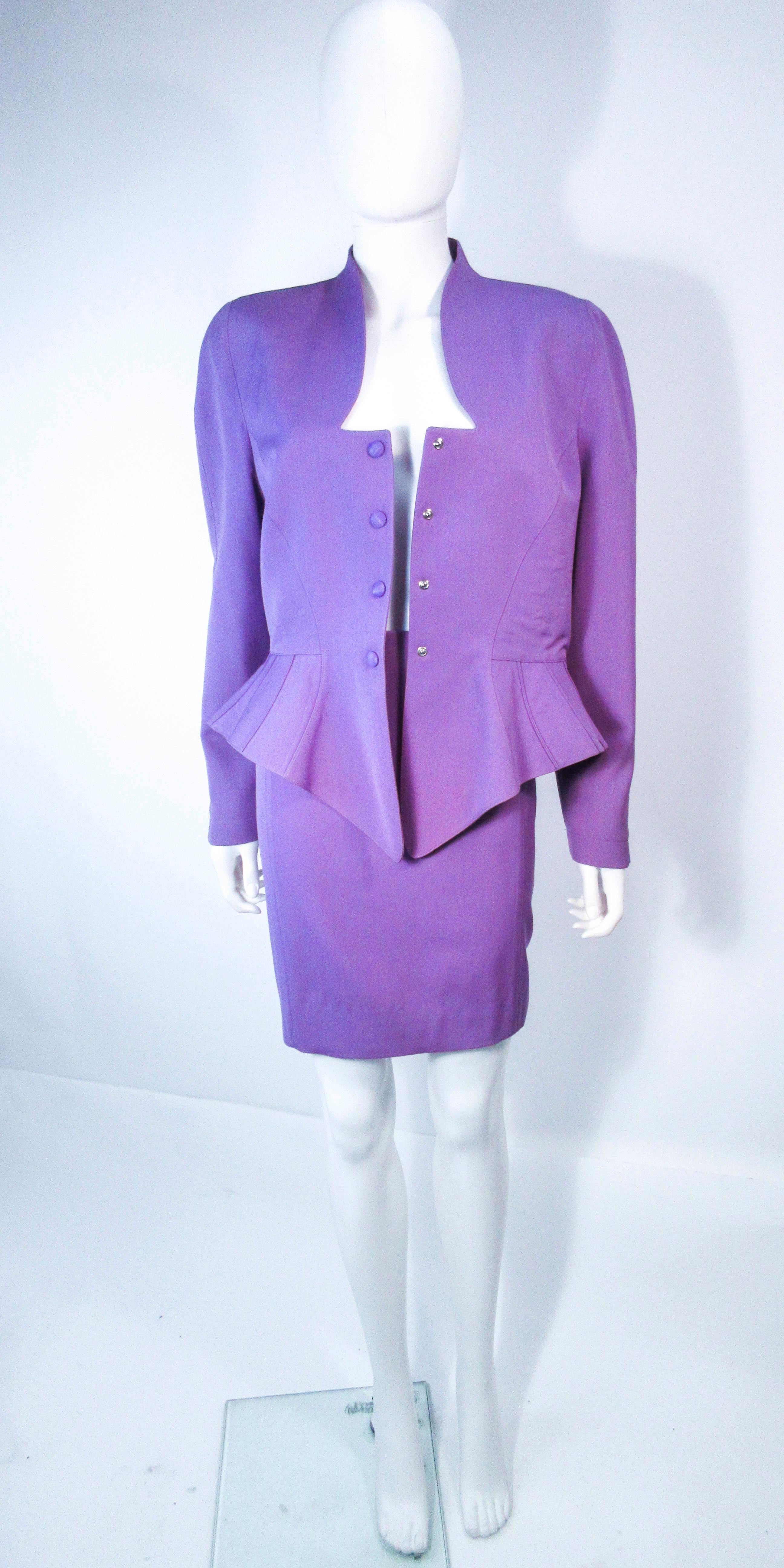THEIRRY MUGLER Purple Peplum Skirt Suit Size 44 42  11