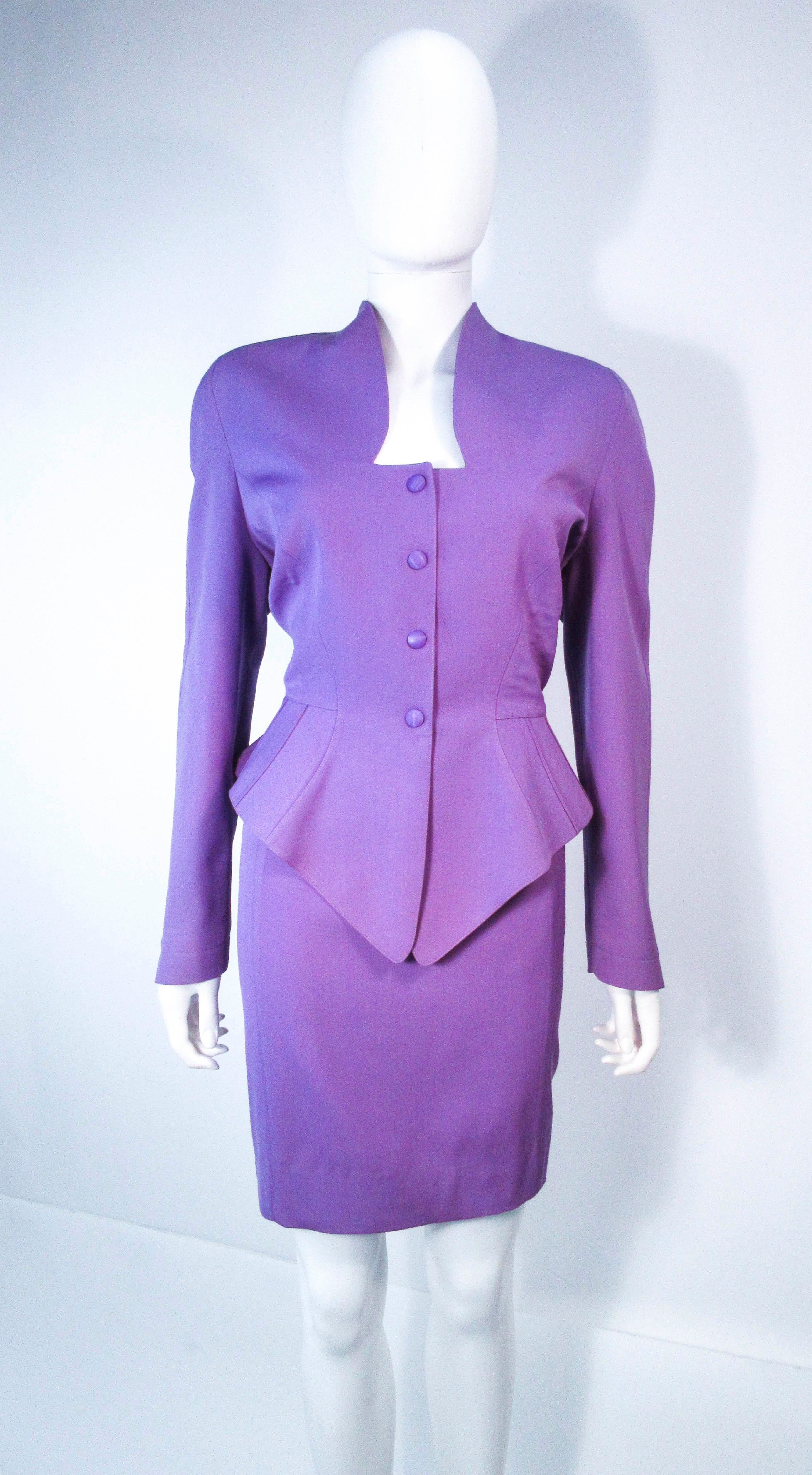 THEIRRY MUGLER Purple Peplum Skirt Suit Size 44 42  In Good Condition In Los Angeles, CA