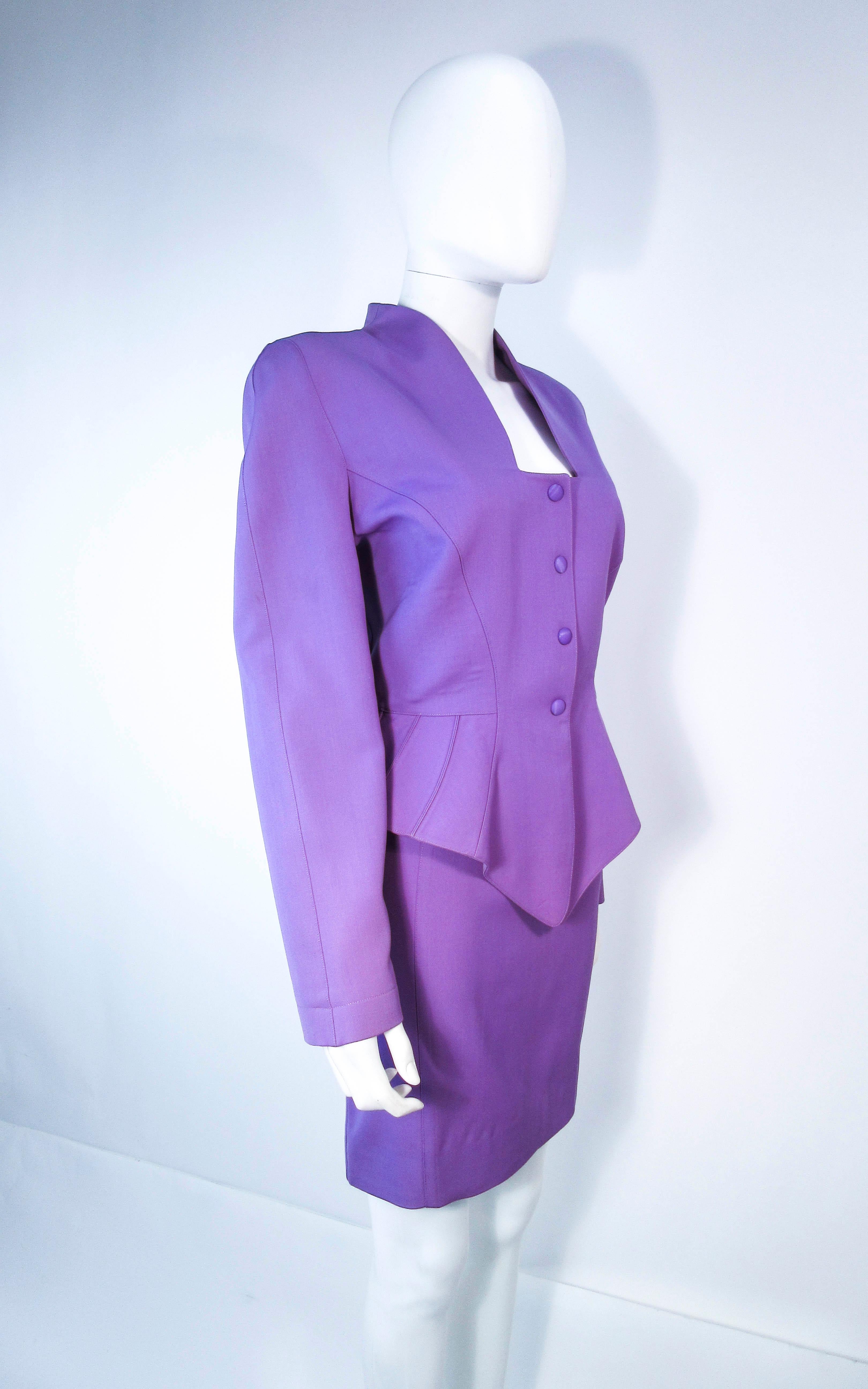 THEIRRY MUGLER Purple Peplum Skirt Suit Size 44 42  3