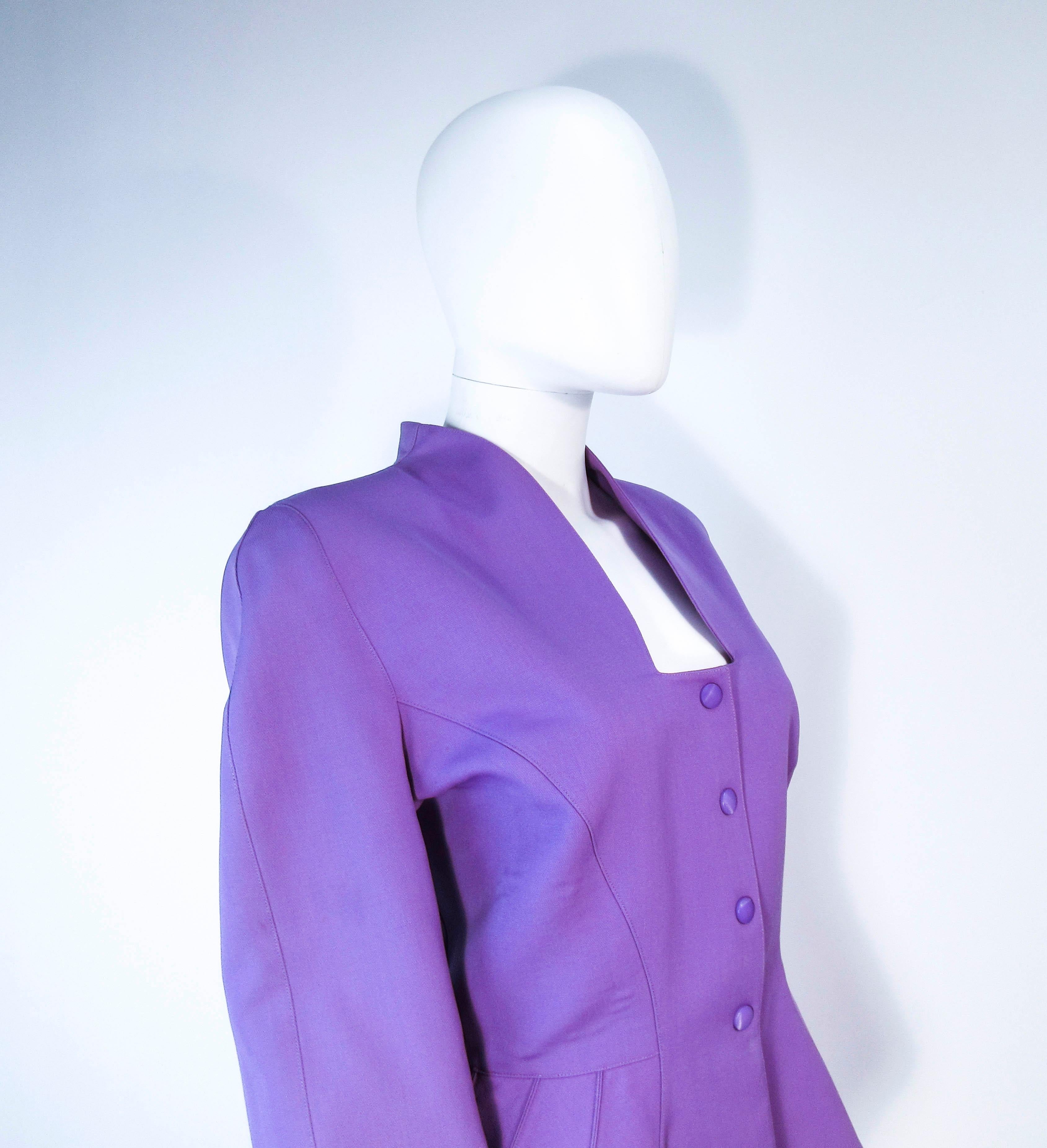 THEIRRY MUGLER Purple Peplum Skirt Suit Size 44 42  4
