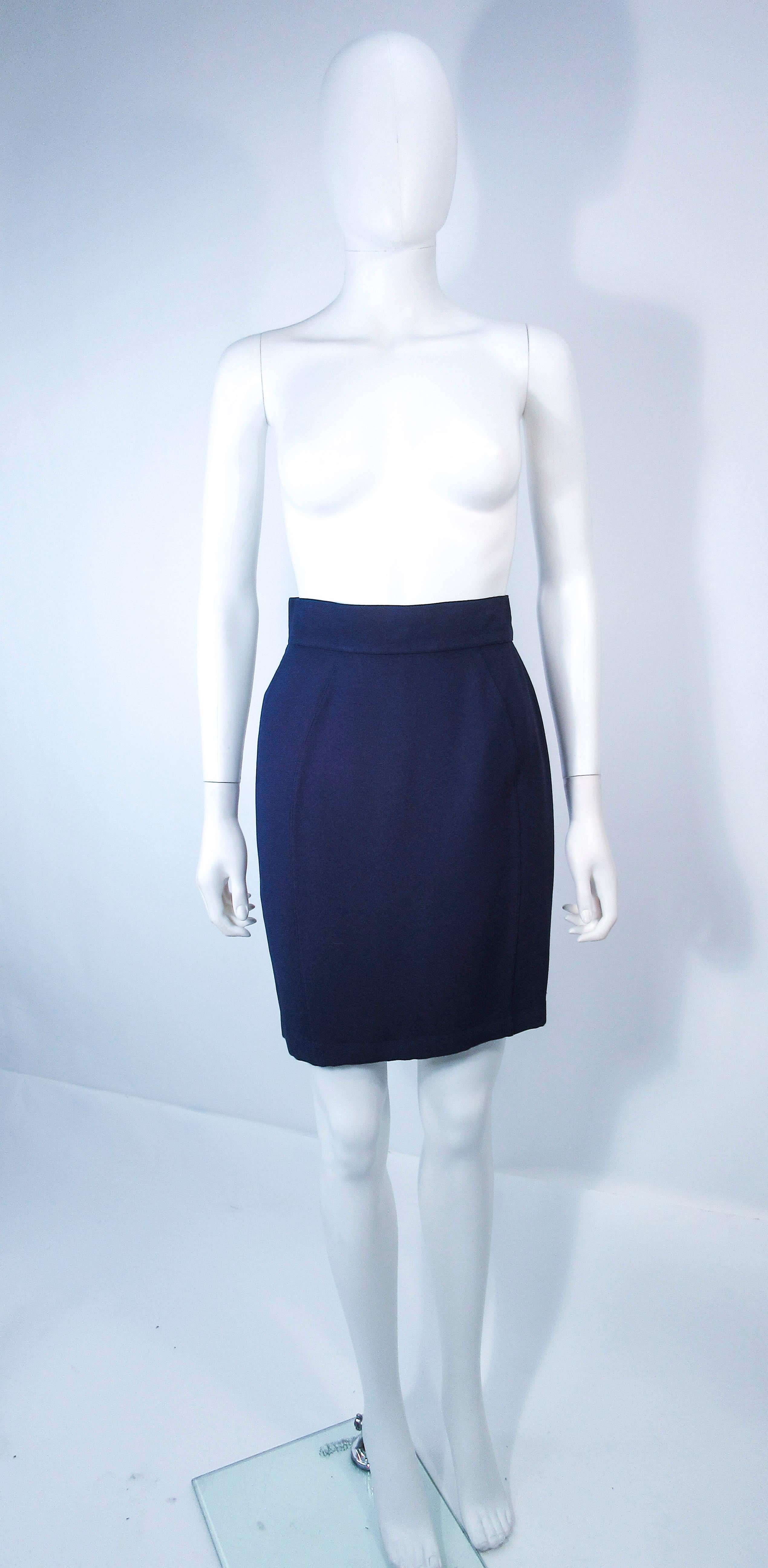 THEIRRY MUGLER Navy  & White Contrast Skirt Suit with Cutouts Size 36 38 8