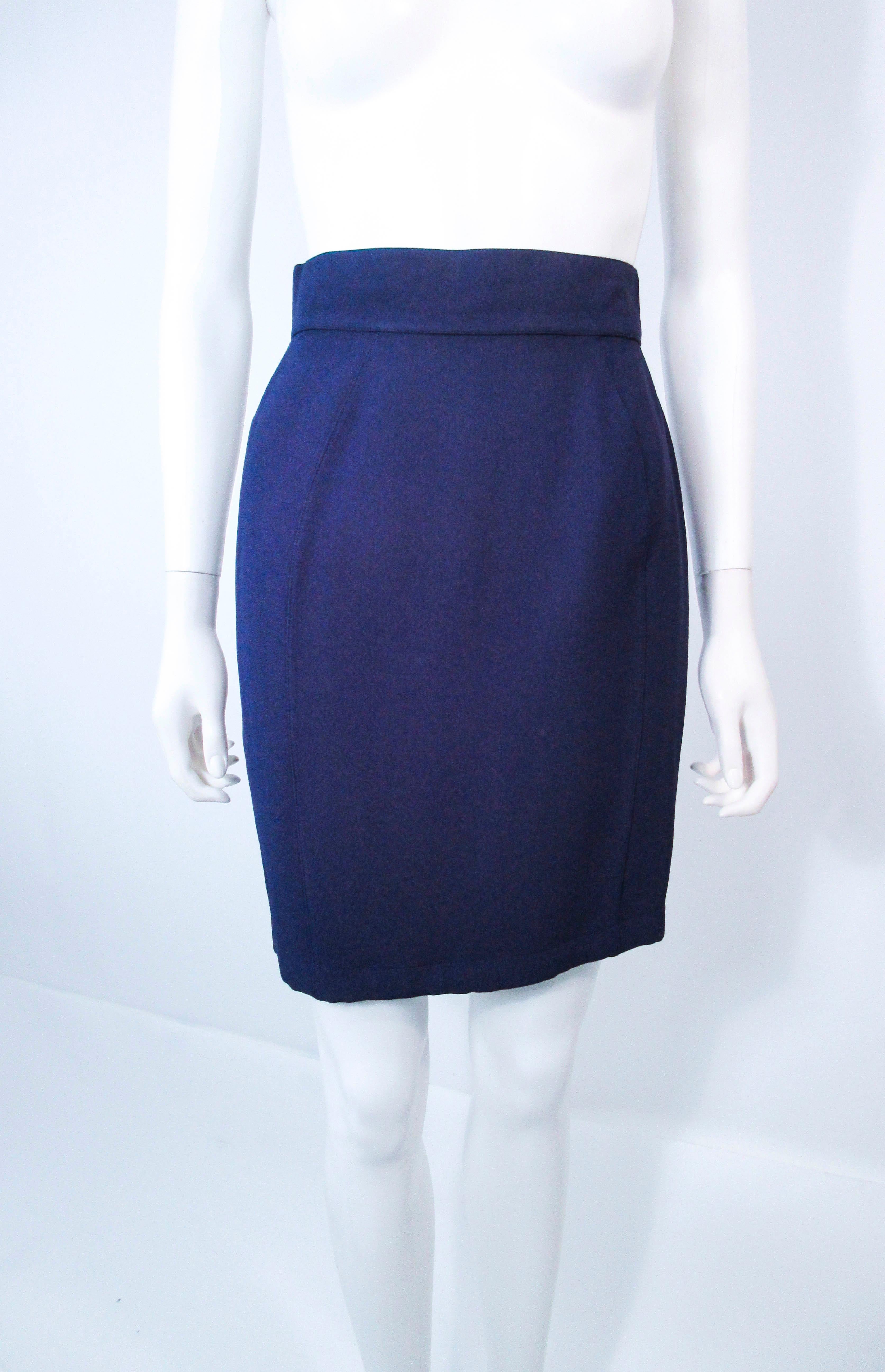 THEIRRY MUGLER Navy  & White Contrast Skirt Suit with Cutouts Size 36 38 9