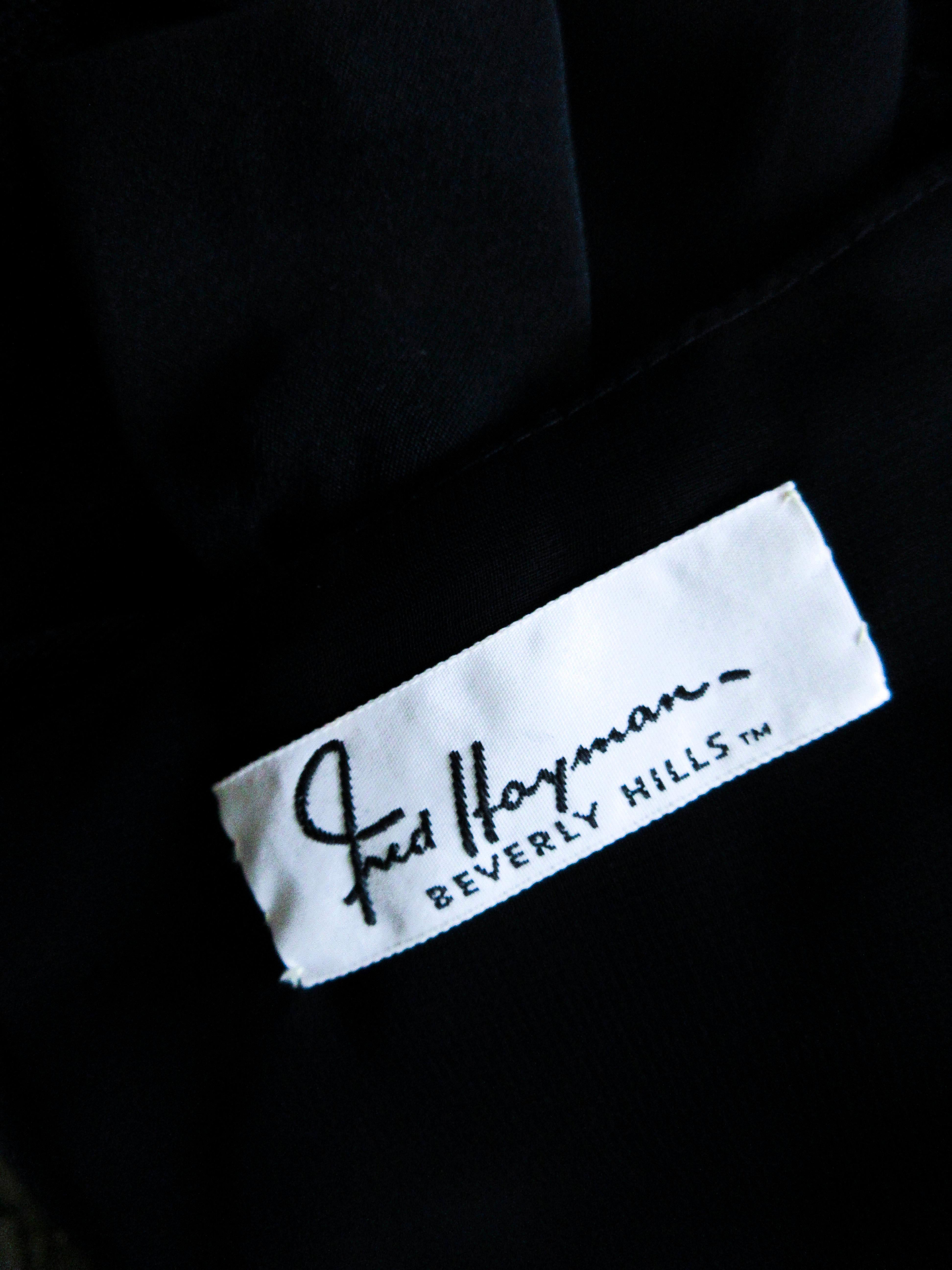 FRED HEYMAN Beverly Hills Black Silk Cocktail Dress Polka Dot Mesh Sleeves 2 4 5