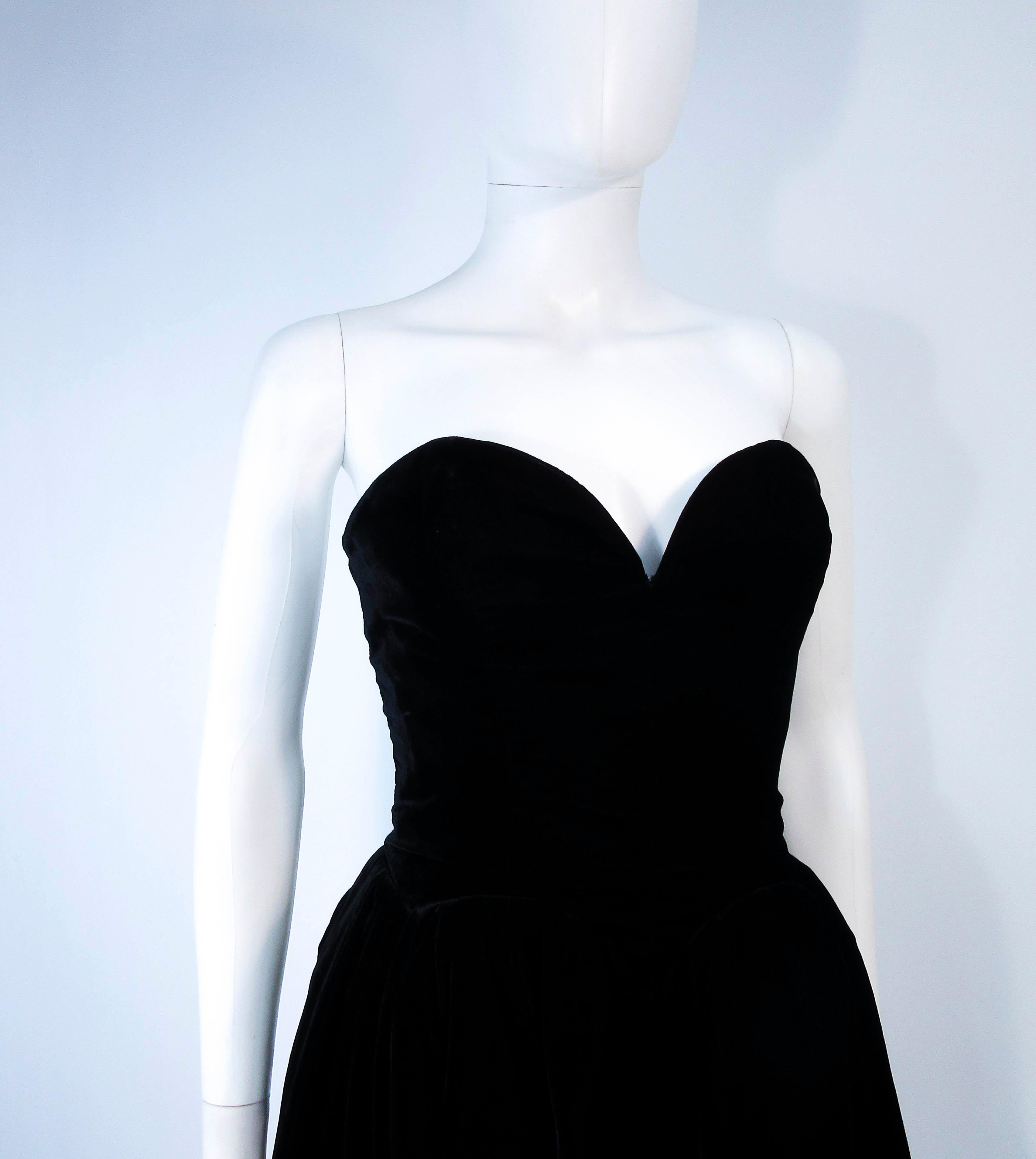 YVES SAINT LAURENT Black Velvet Cocktail Dress with Full Skirt Size 38 For Sale 1