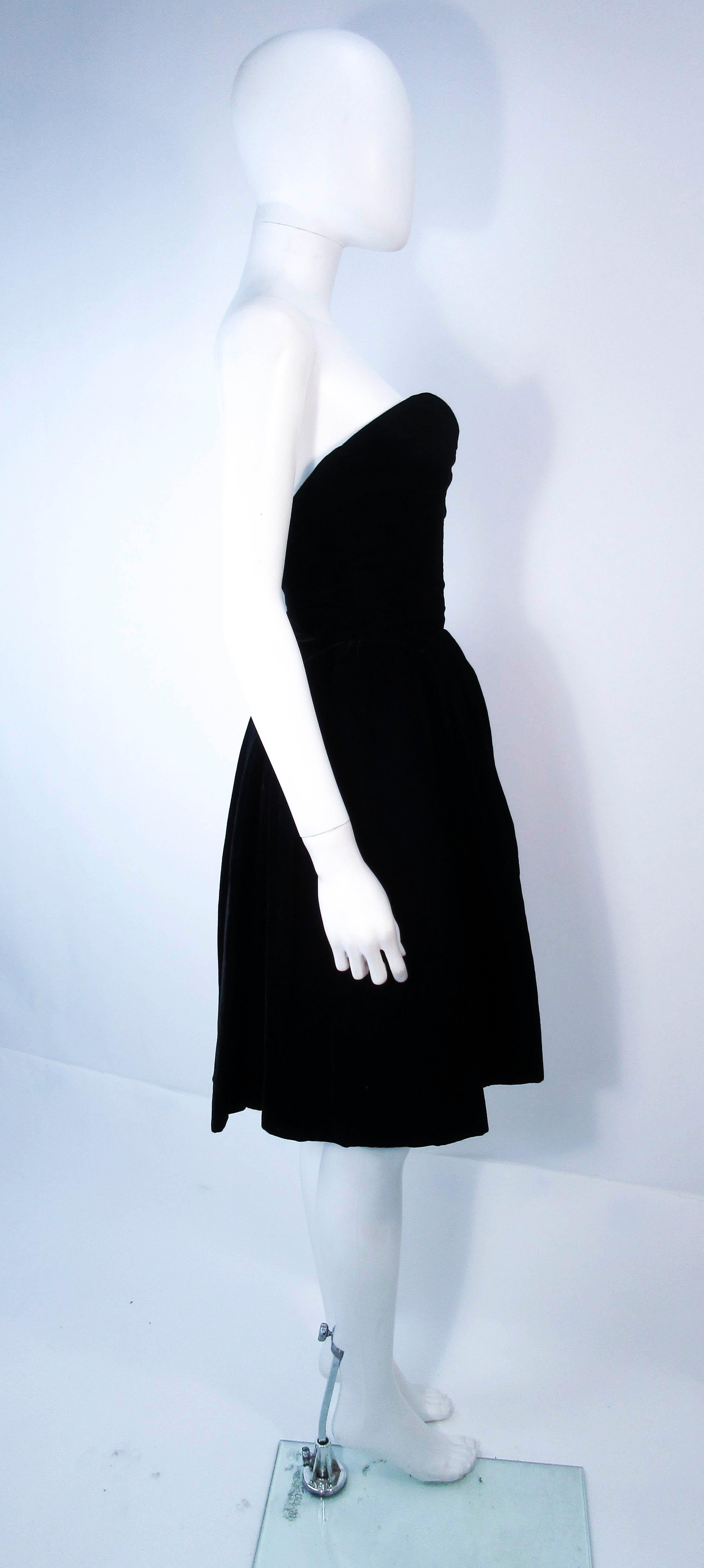 YVES SAINT LAURENT Black Velvet Cocktail Dress with Full Skirt Size 38 For Sale 2