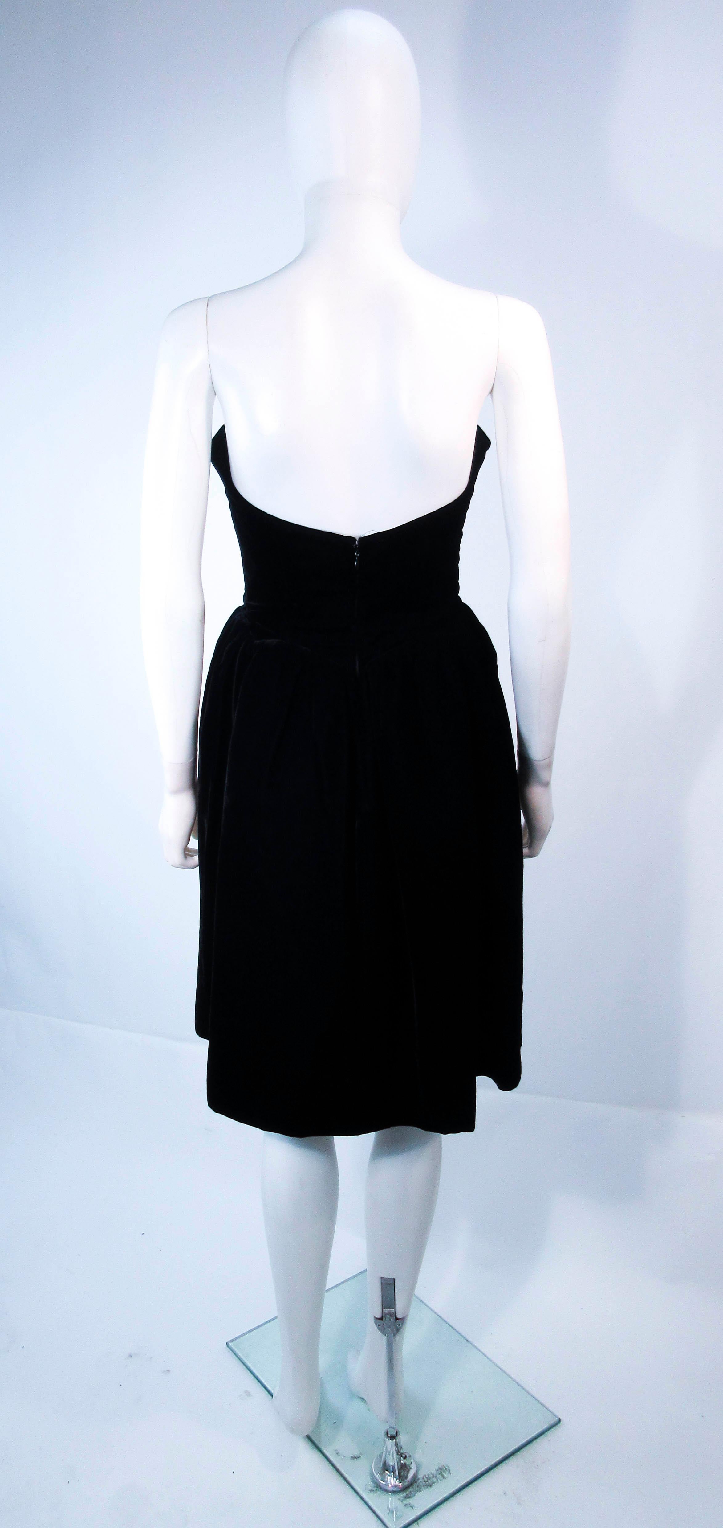 YVES SAINT LAURENT Black Velvet Cocktail Dress with Full Skirt Size 38 For Sale 3